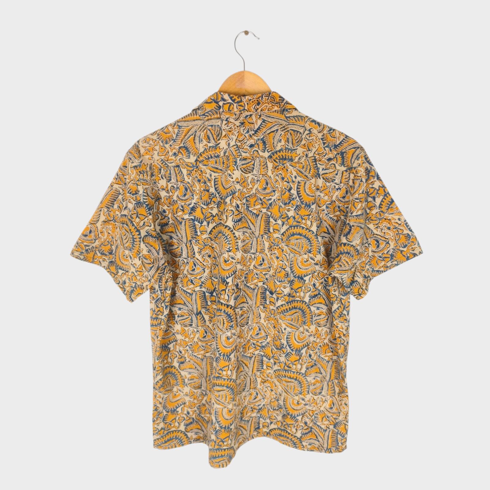 BEAMS PLUS Men's Made in Japan Floral Paisley Print Camp Collar Vacation Shirt