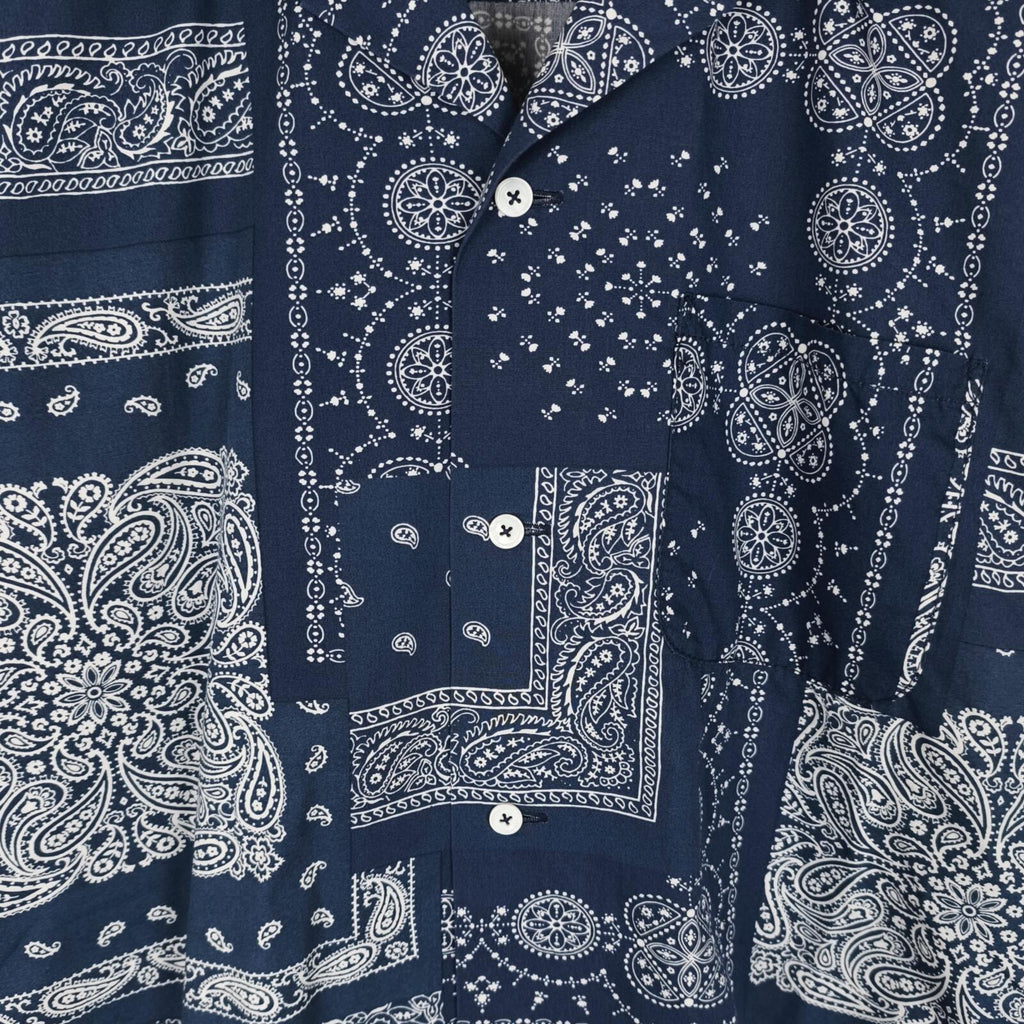 BEAMS Men's Navy Blue Bandana Print Short Sleeved Shirt
