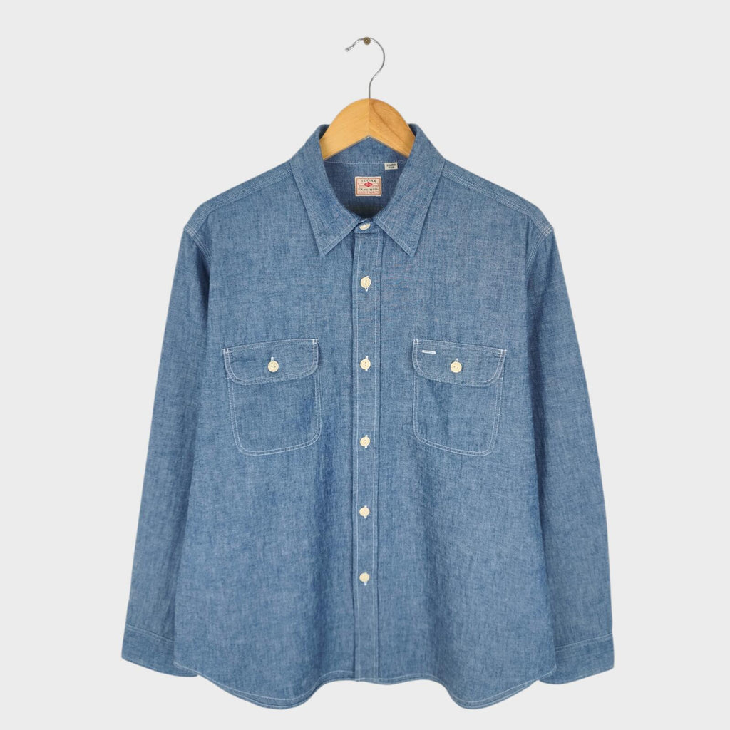 SUGAR CANE Men's Made in Japan Blue Chambray Work Shirt