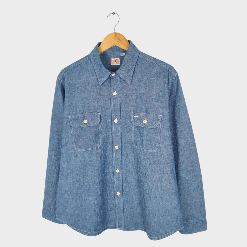 SUGAR CANE Men's Made in Japan Blue Chambray Work Shirt