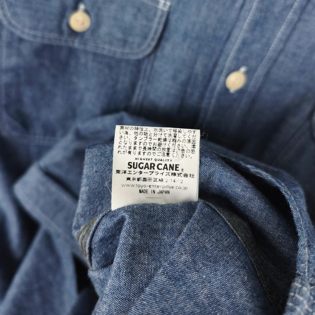 SUGAR CANE Men's Made in Japan Blue Chambray Work Shirt