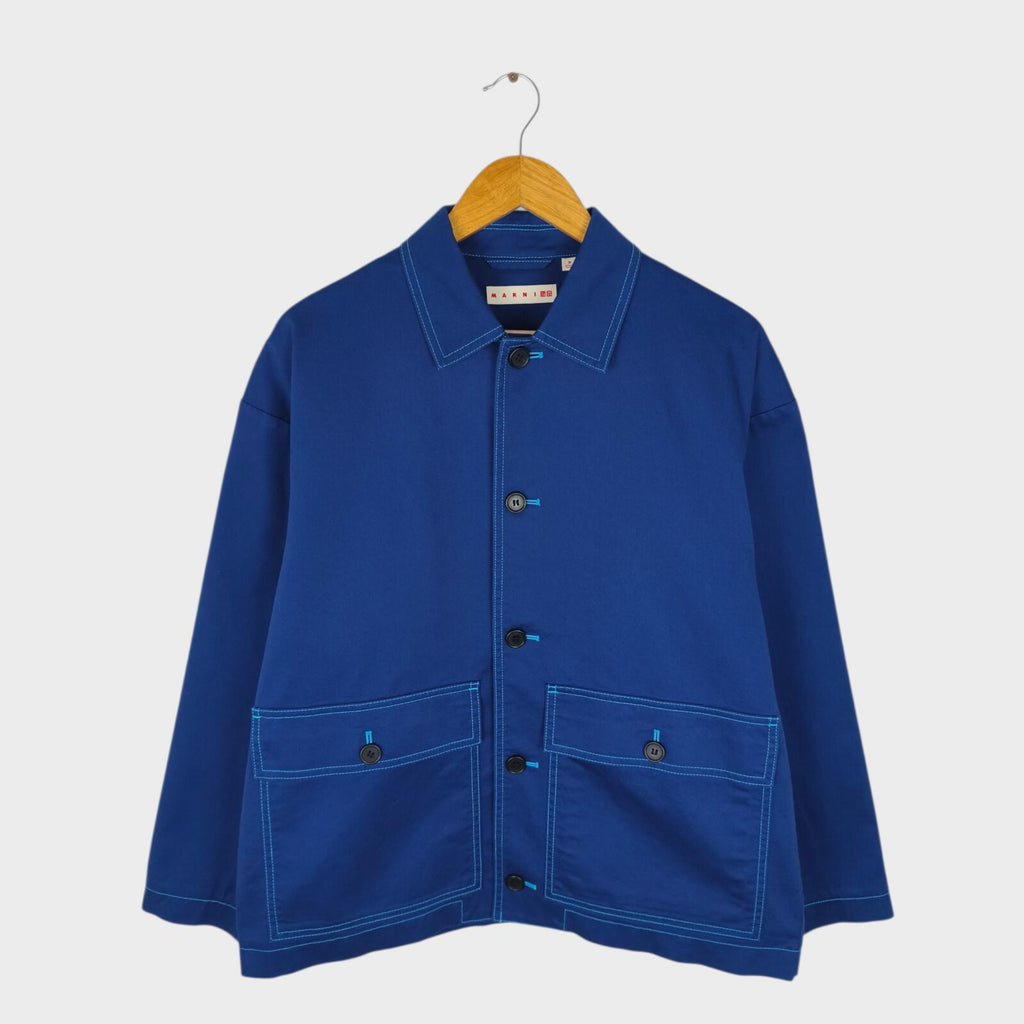 MARNI x UNIQLO Men's Blue Cotton Twill Utility Chore Jacket