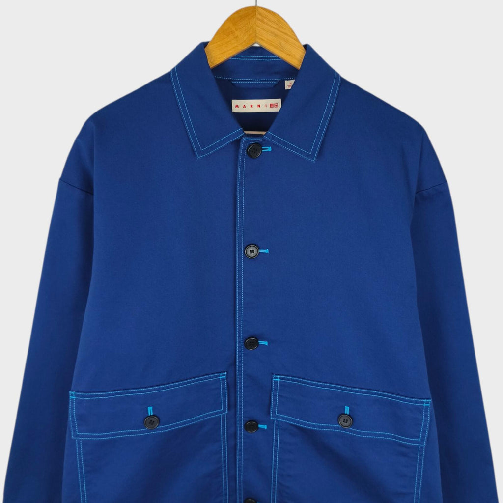 MARNI x UNIQLO Men's Blue Cotton Twill Utility Chore Jacket