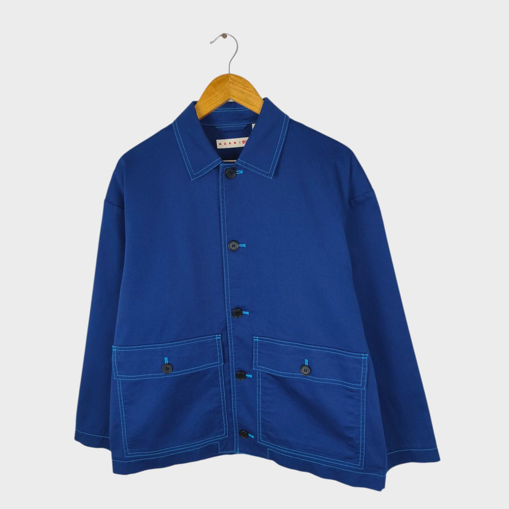 MARNI x UNIQLO Men's Blue Cotton Twill Utility Chore Jacket