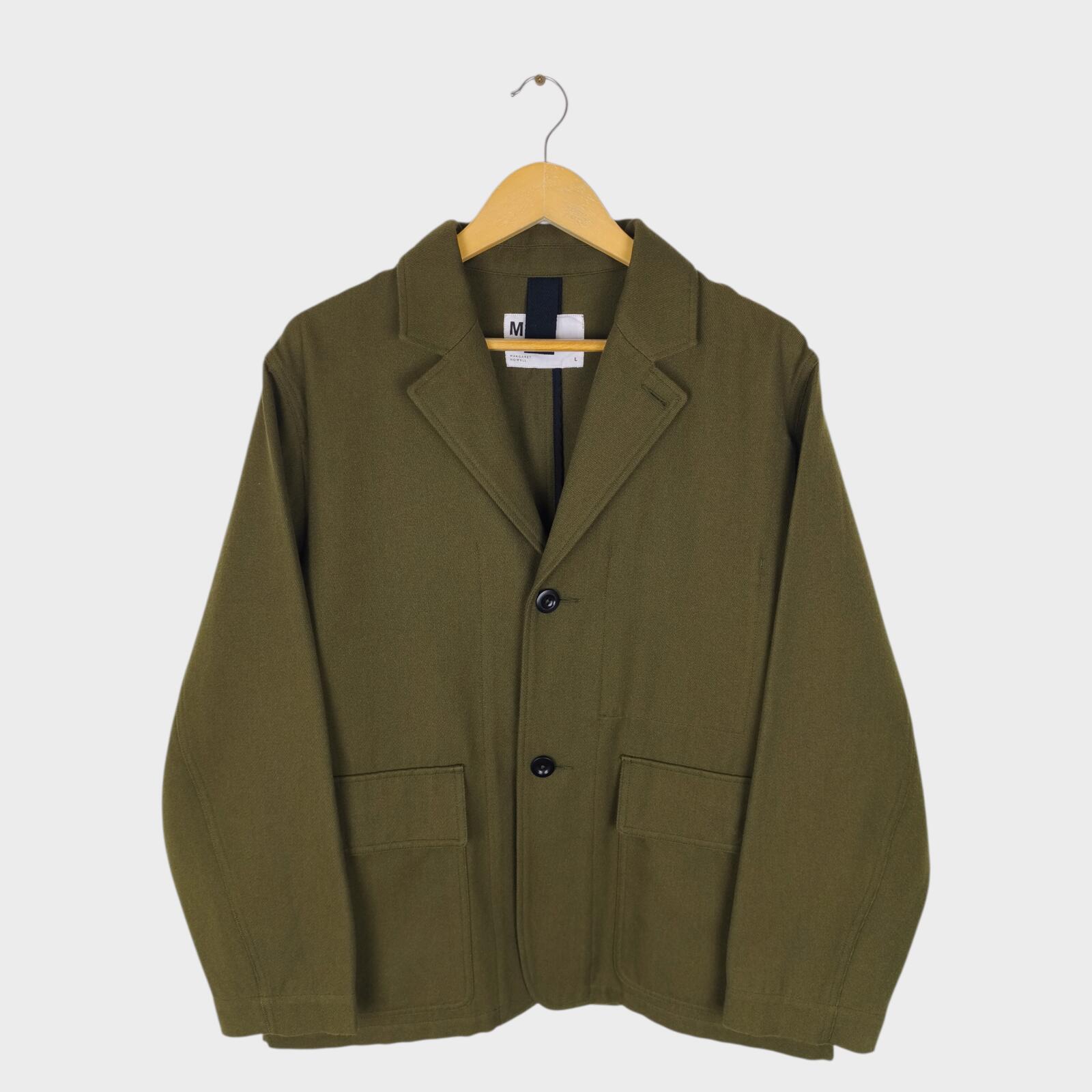 MHL MARGARET HOWELL Men's Olive Green Cotton/Wool Chore Blazer Jacket