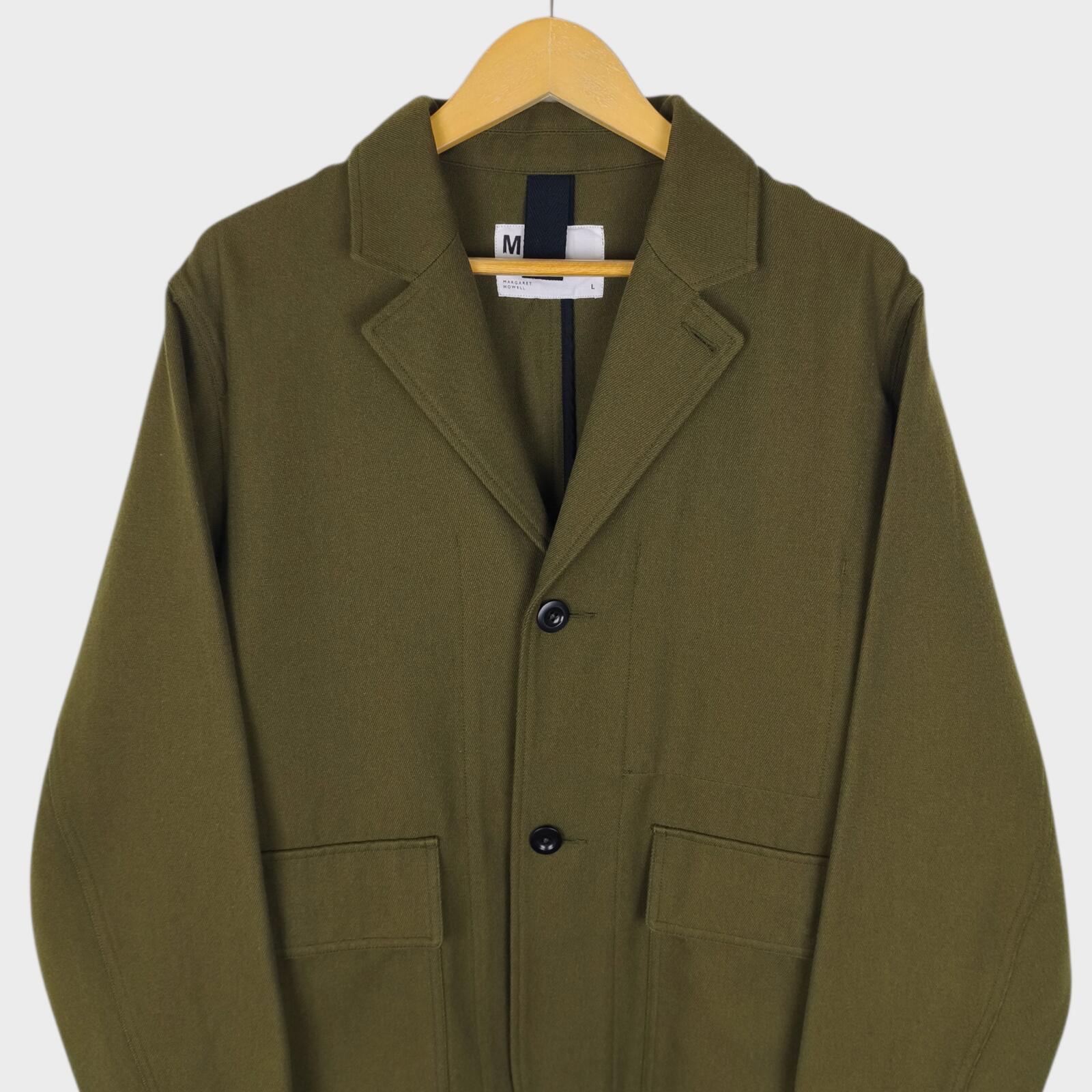 MHL MARGARET HOWELL Men's Olive Green Cotton/Wool Chore Blazer Jacket