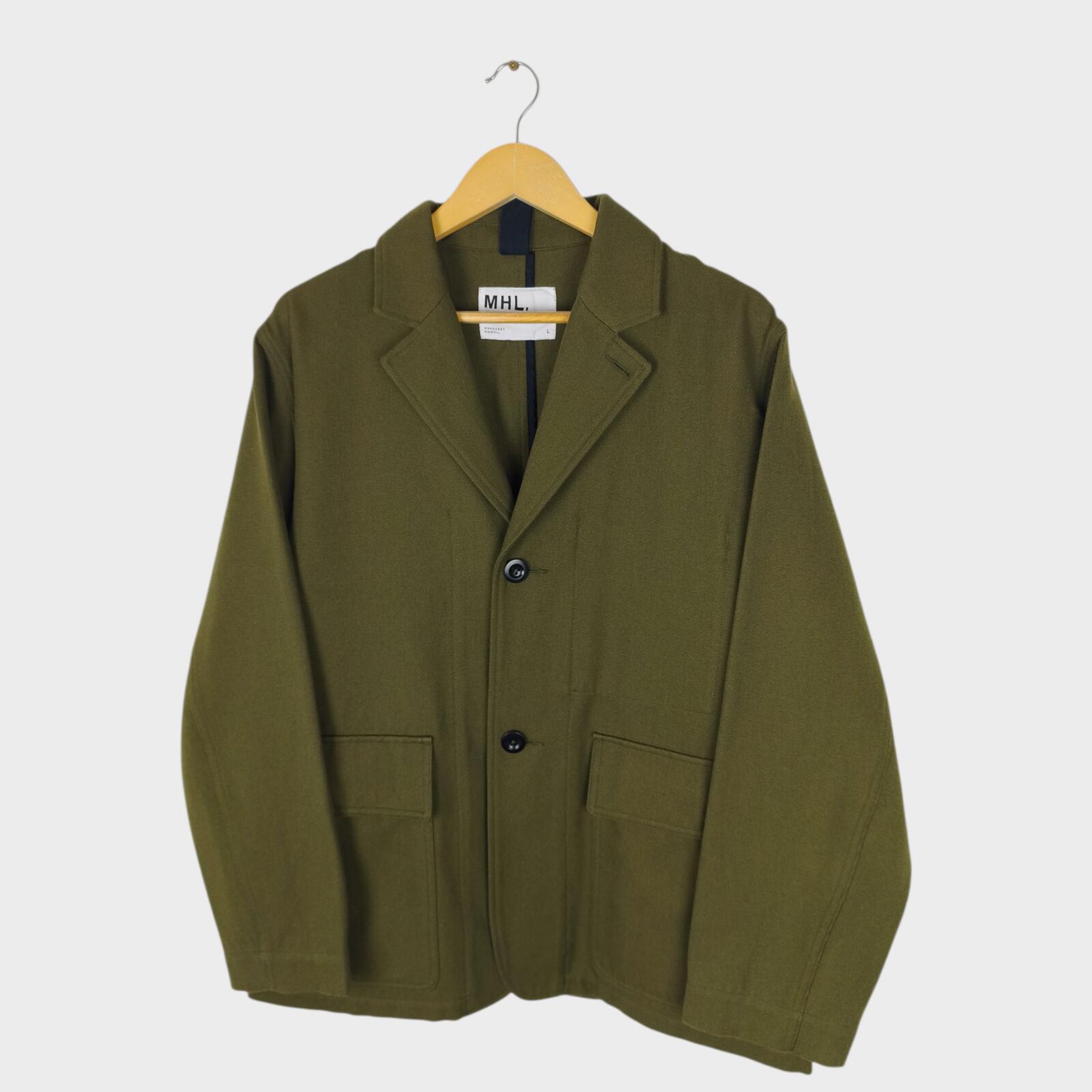 MHL MARGARET HOWELL Men's Olive Green Cotton/Wool Chore Blazer Jacket