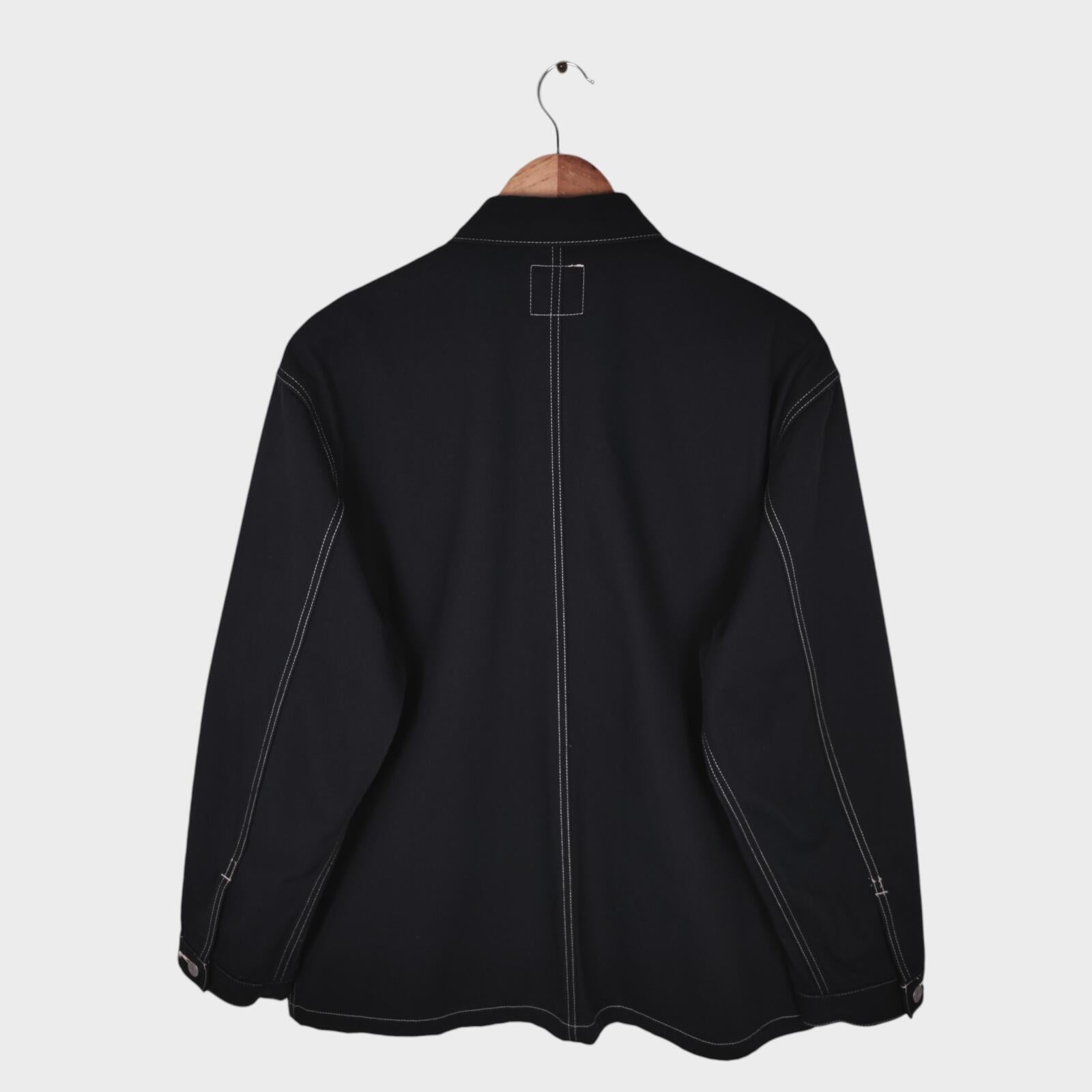 EDWIN Japan Men's Black Cotton Twill Contrast Stitching Chore Jacket
