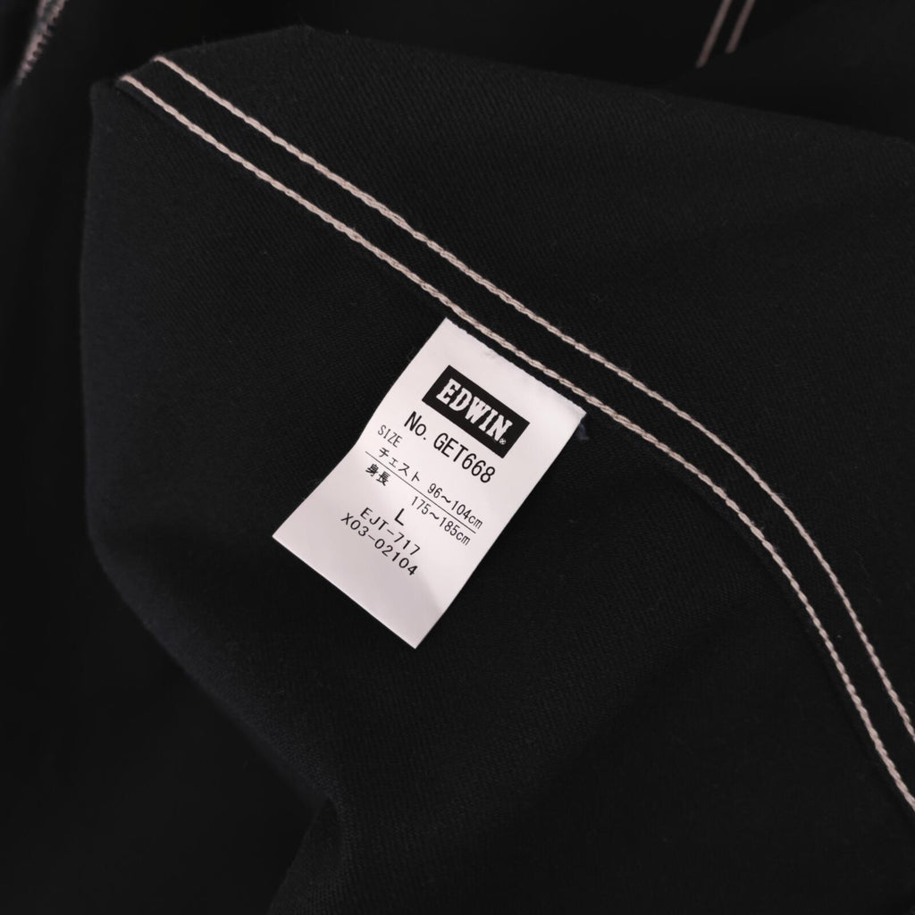 EDWIN Japan Men's Black Cotton Twill Contrast Stitching Chore Jacket