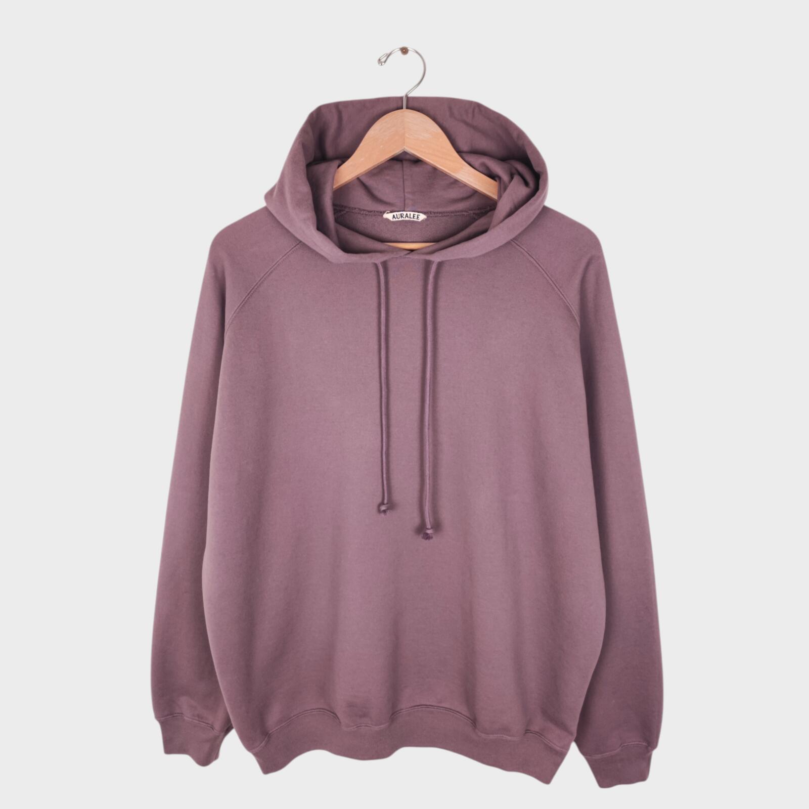 AURALEE Men's Made in Japan Relaxed Fit Lilac Cotton Hoodie