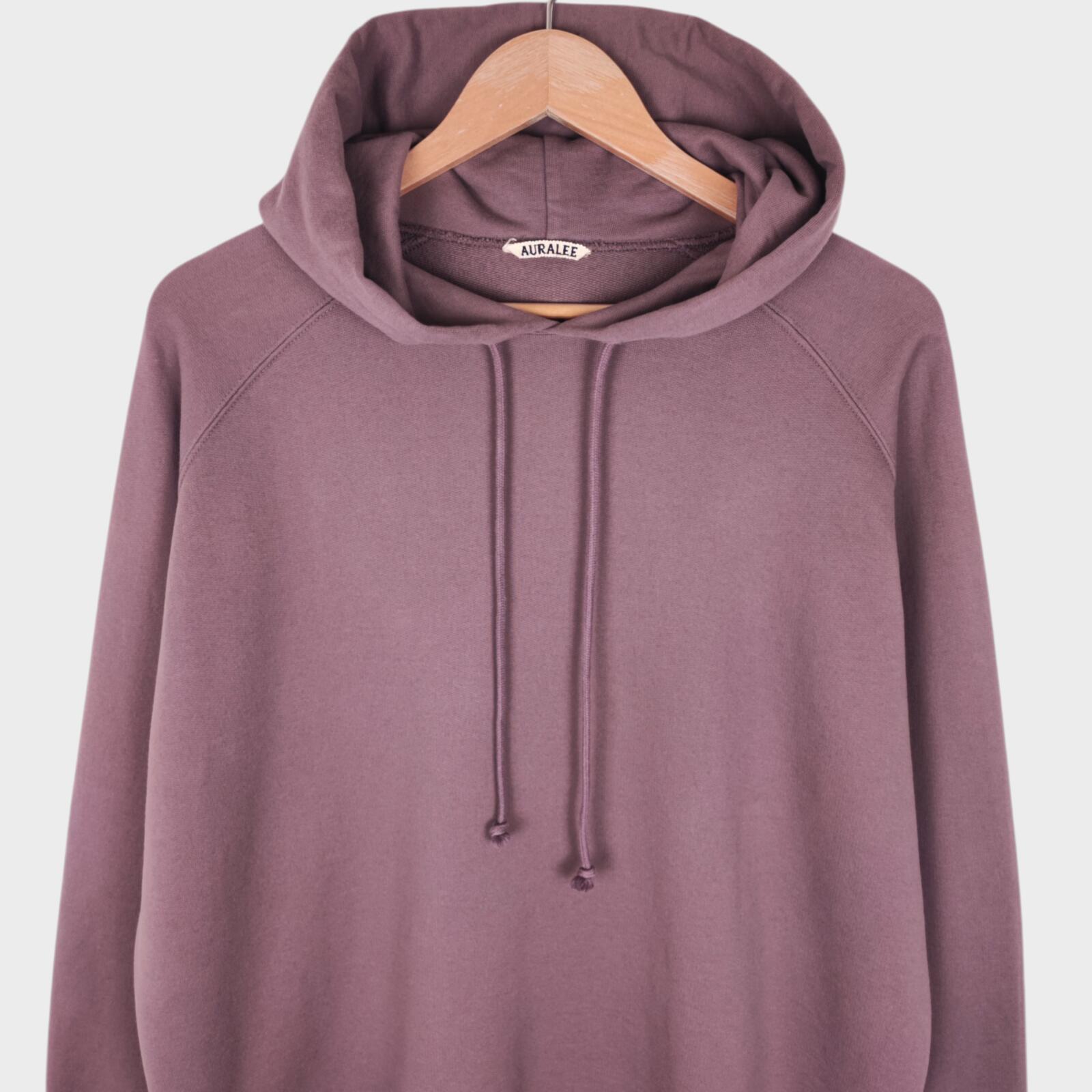 AURALEE Men's Made in Japan Relaxed Fit Lilac Cotton Hoodie