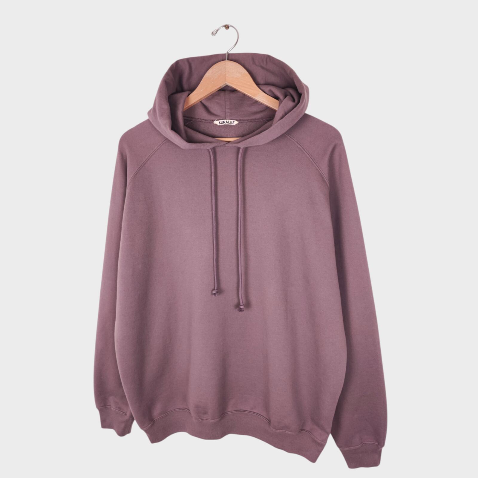 AURALEE Men's Made in Japan Relaxed Fit Lilac Cotton Hoodie