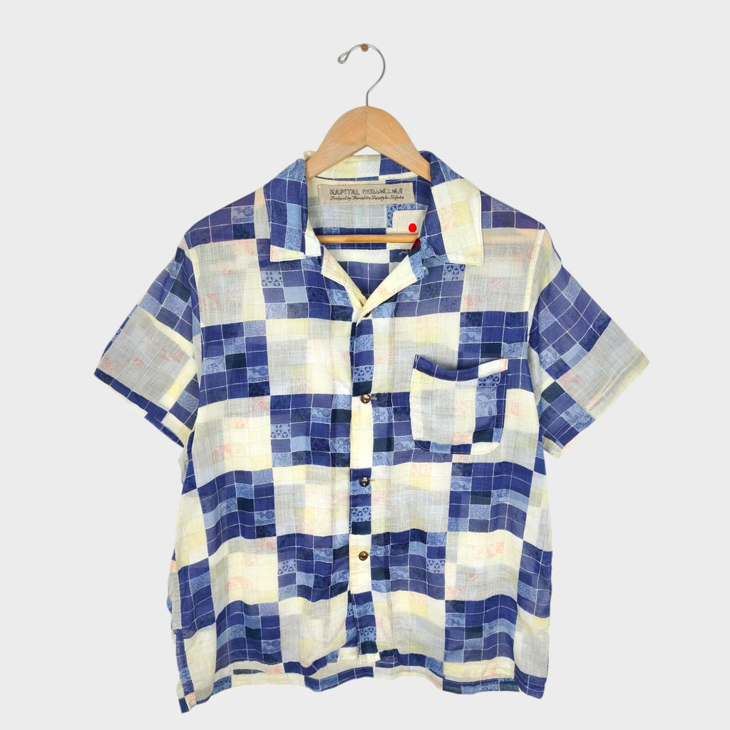 KAPITAL Men's Made in Japan Ultra Lightweight Patchwork Cotton Linen Shirt