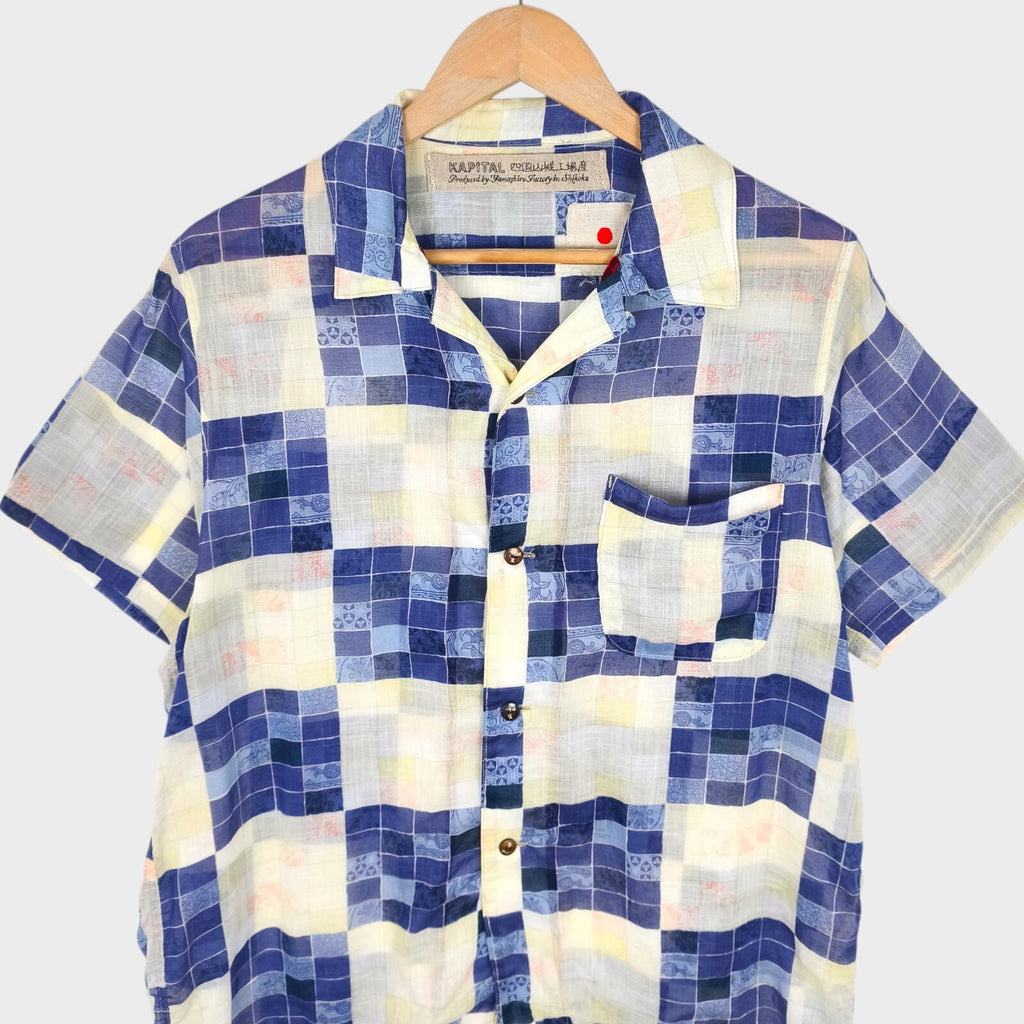 KAPITAL Men's Made in Japan Ultra Lightweight Patchwork Cotton Linen Shirt