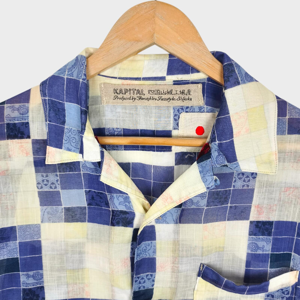 KAPITAL Men's Made in Japan Ultra Lightweight Patchwork Cotton Linen Shirt