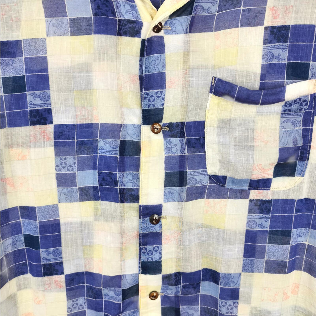 KAPITAL Men's Made in Japan Ultra Lightweight Patchwork Cotton Linen Shirt