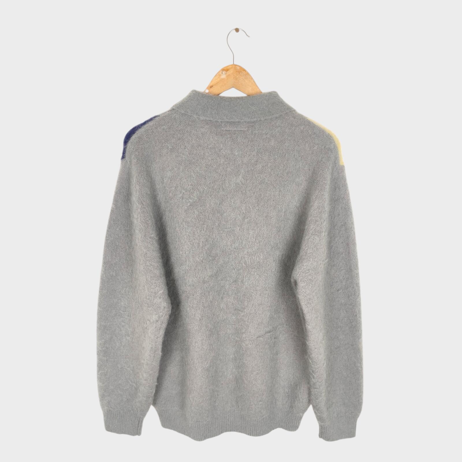 BEAMS PLUS Men's 9 Gauge Shaggy Mohair Blend Polo Shirt Jumper