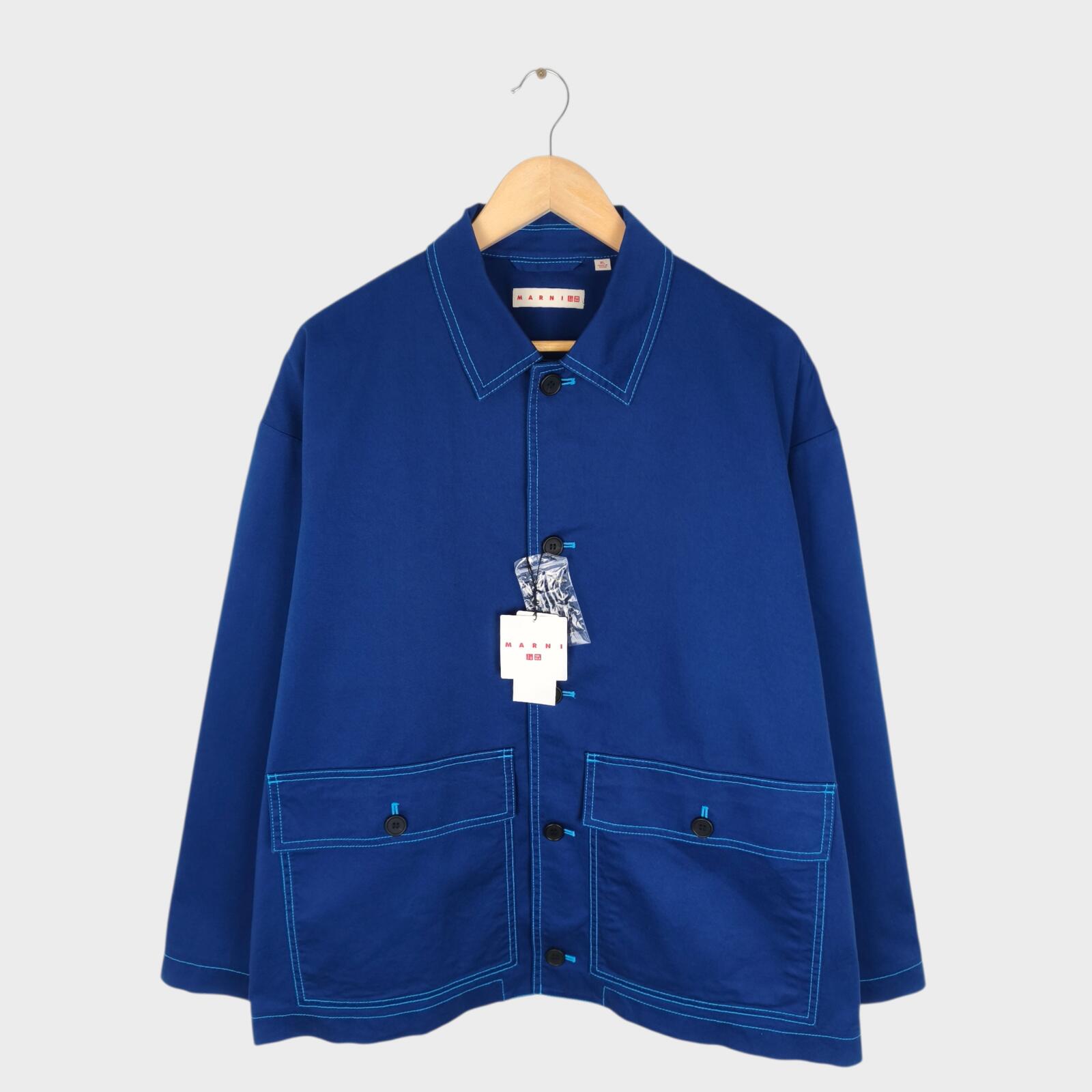 MARNI x UNIQLO Men's Blue Cotton Twill Utility Chore Jacket