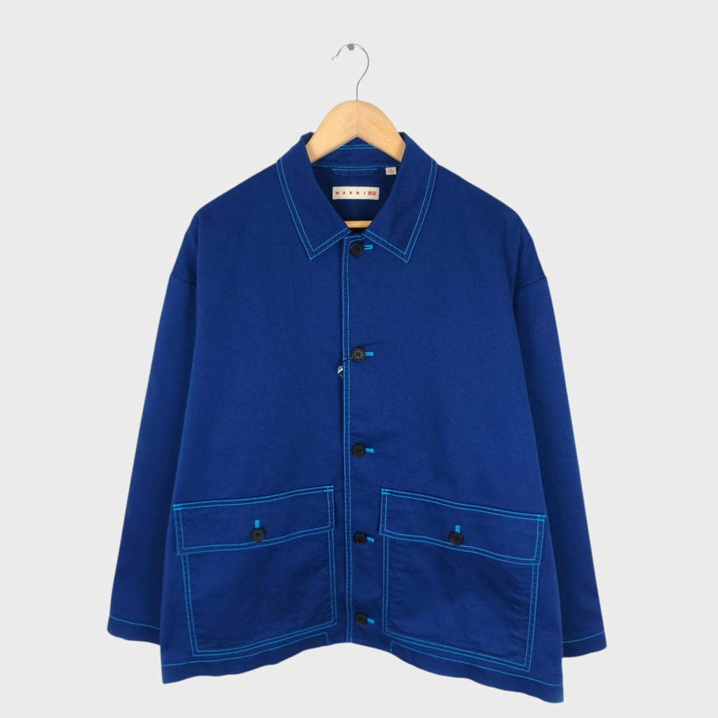 MARNI x UNIQLO Men's Blue Cotton Twill Utility Chore Jacket