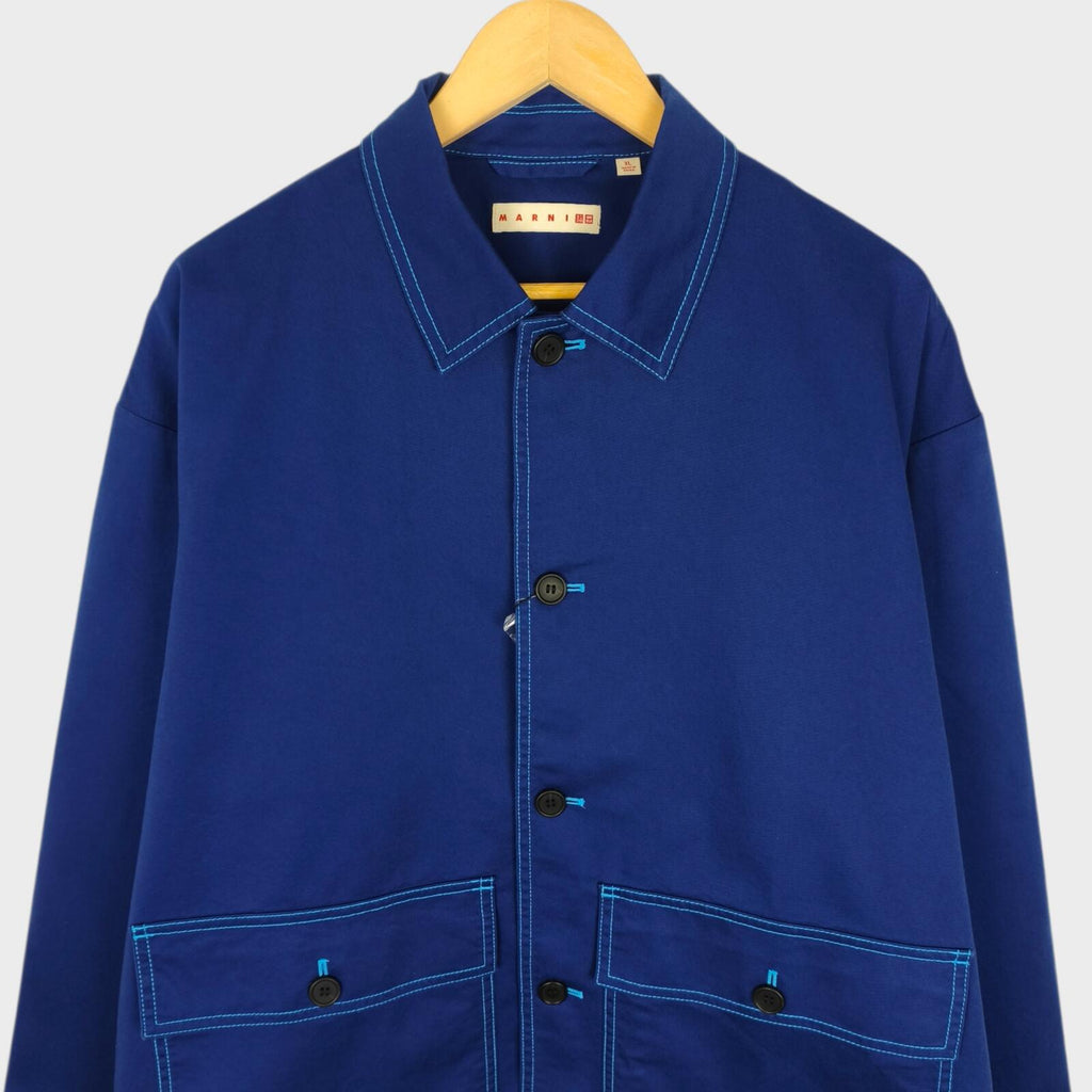 MARNI x UNIQLO Men's Blue Cotton Twill Utility Chore Jacket