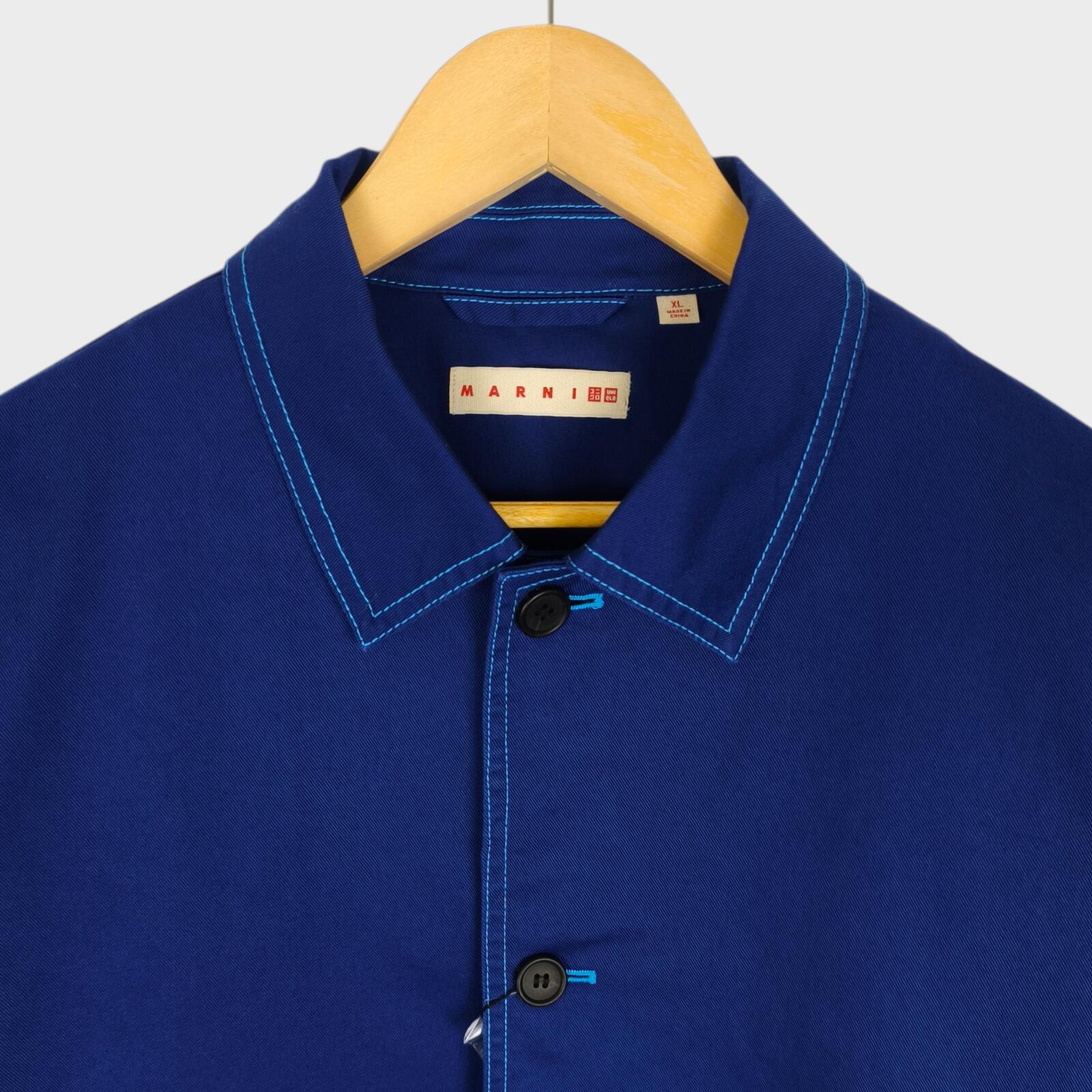 MARNI x UNIQLO Men's Blue Cotton Twill Utility Chore Jacket