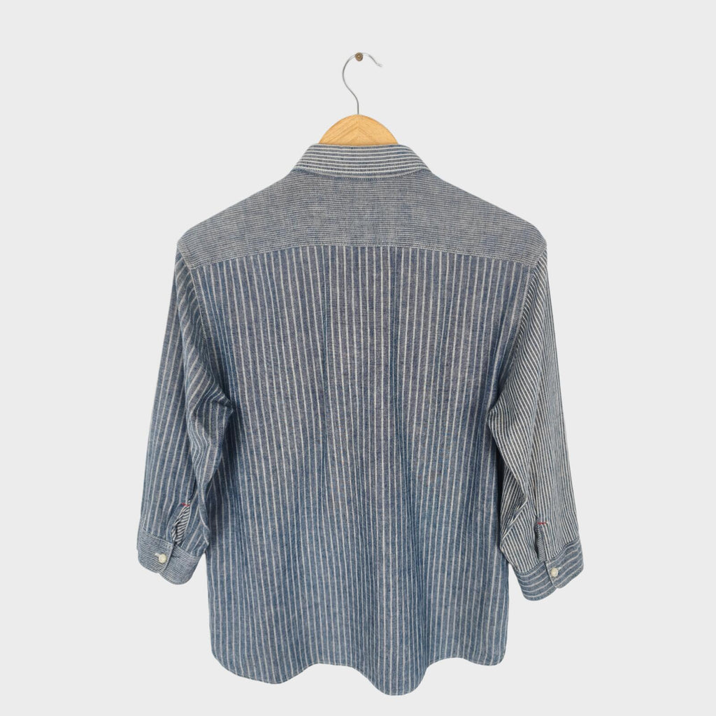 SUGAR CANE Men's Made in Japan 3/4 Sleeve Striped Shirt