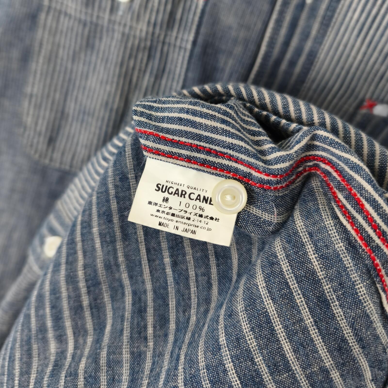 SUGAR CANE Men's Made in Japan 3/4 Sleeve Striped Shirt