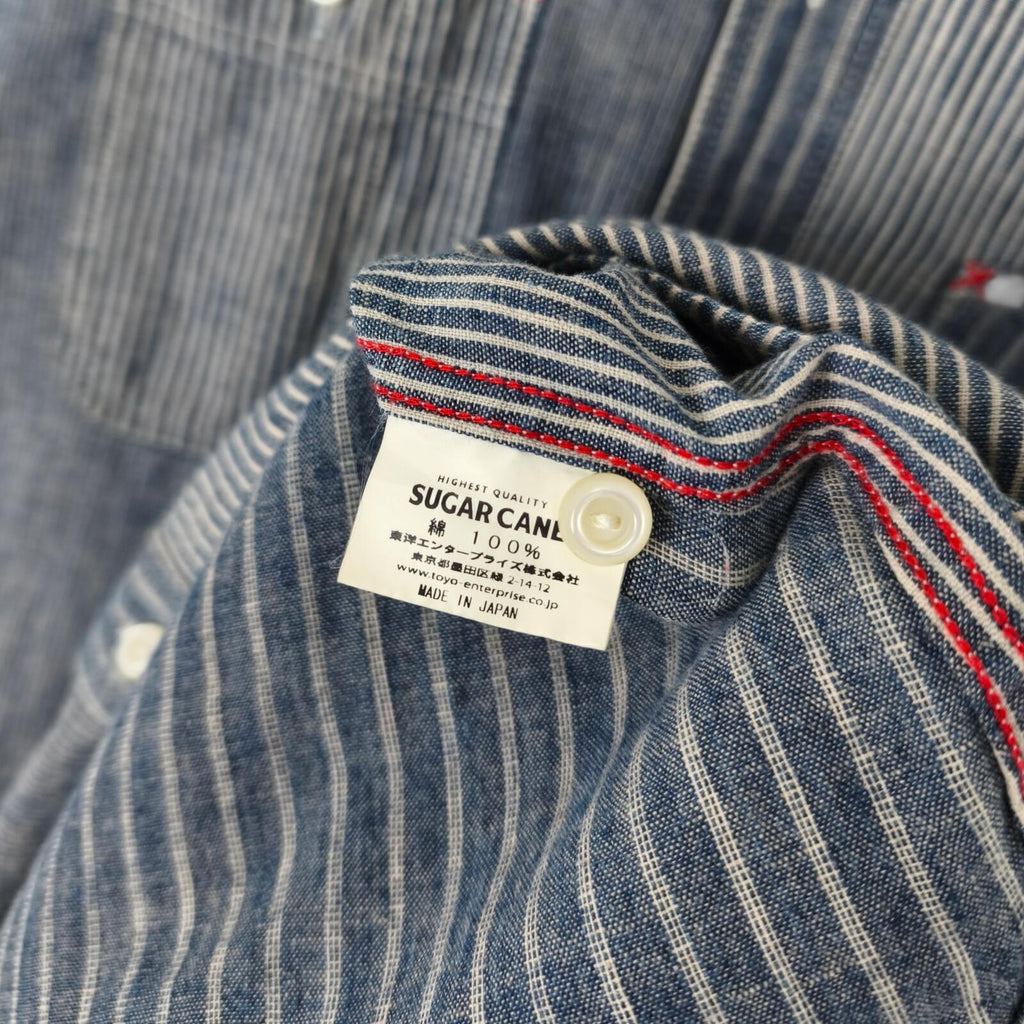 SUGAR CANE Men's Made in Japan 3/4 Sleeve Striped Shirt