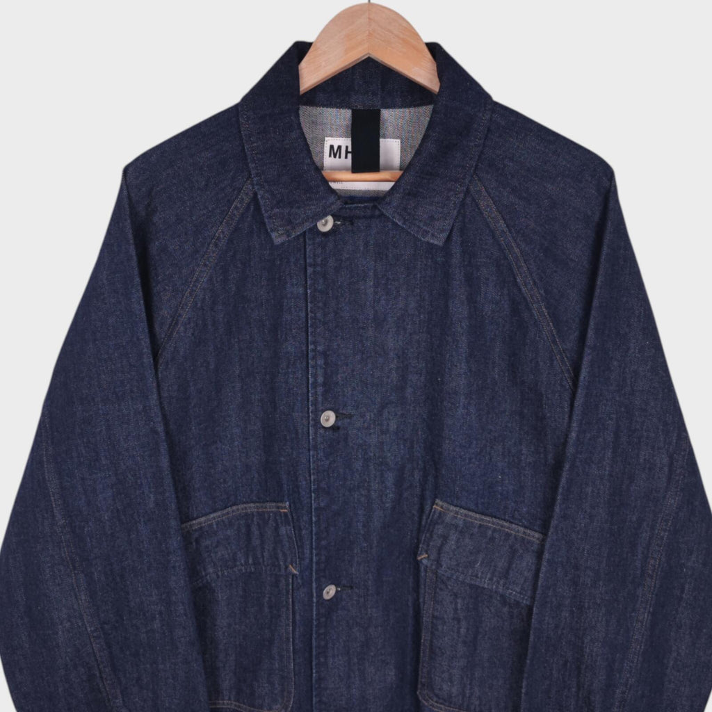 MHL MARGARET HOWELL Men's Canton Overalls Made in Japan Blue Boxy Fit Denim Chore Jacket