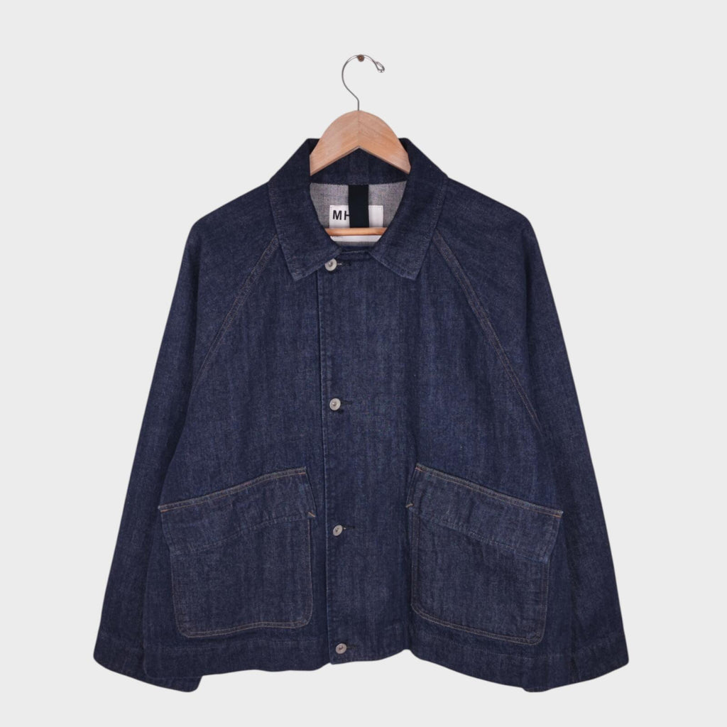 MHL MARGARET HOWELL Men's Canton Overalls Made in Japan Blue Boxy Fit Denim Chore Jacket