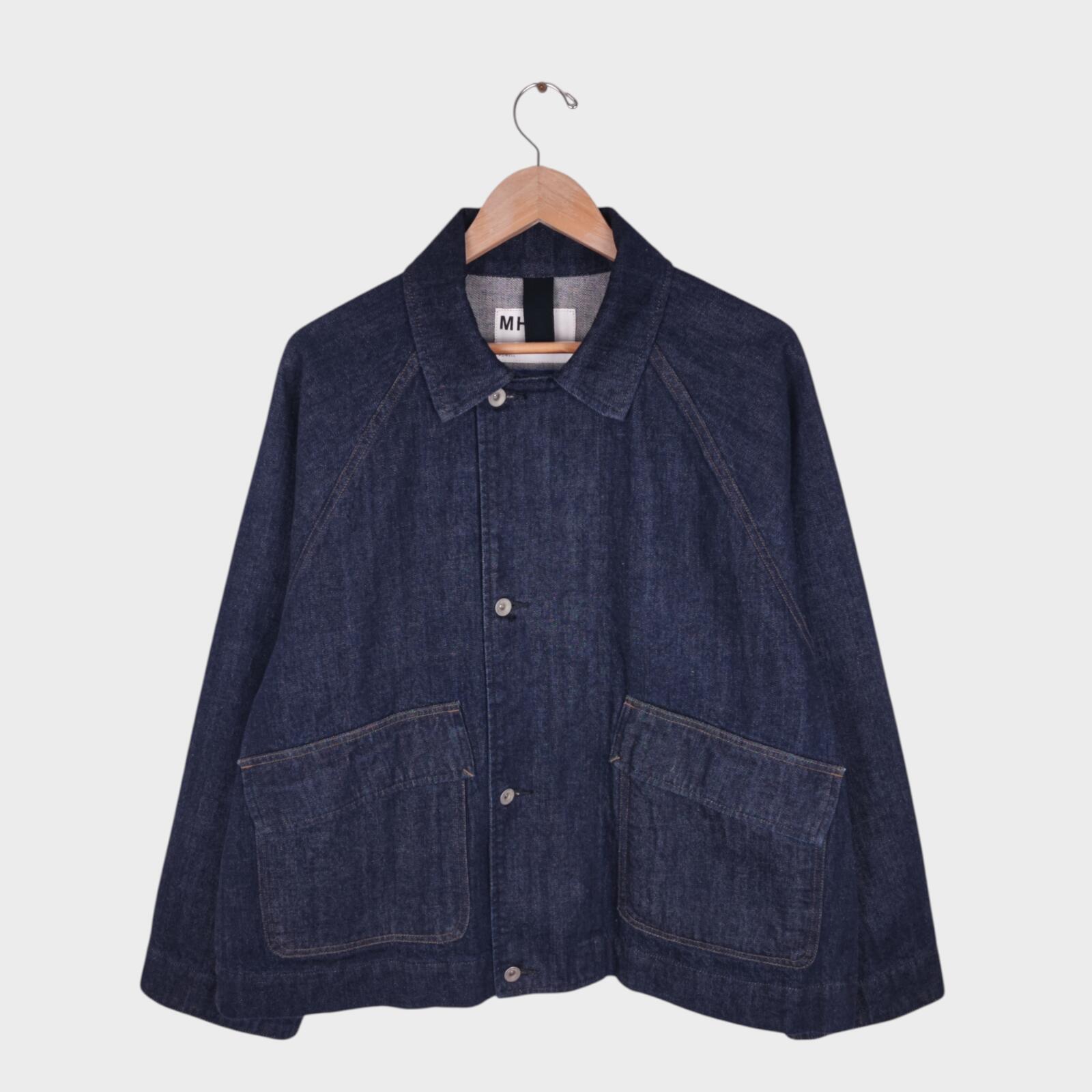 MHL MARGARET HOWELL Men's Canton Overalls Made in Japan Blue Boxy Fit Denim Chore Jacket