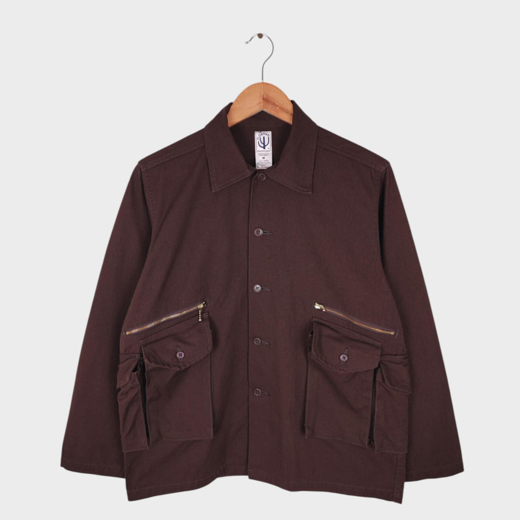 CORONA UTILITY Men's Made in Japan Brown Canvas 6 Pocket Jac Shirt Jacket