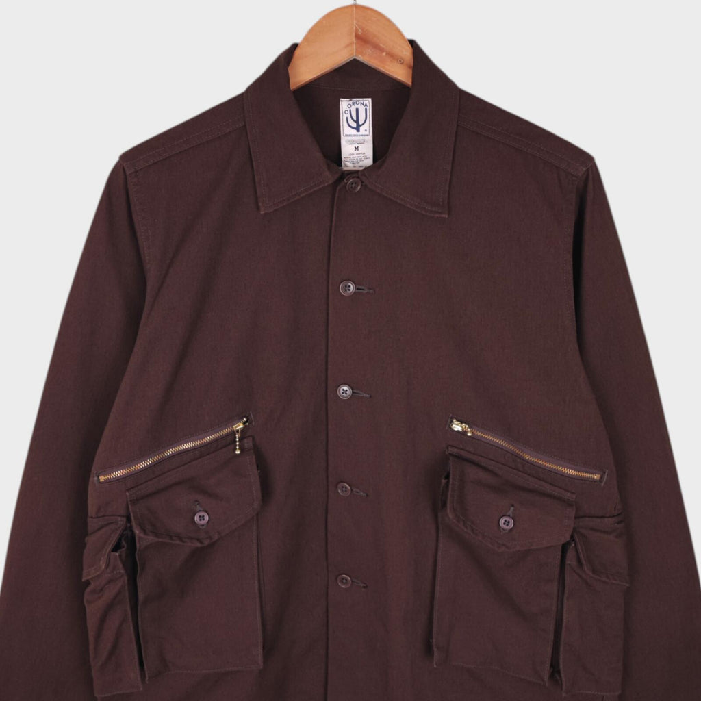 CORONA UTILITY Men's Made in Japan Brown Canvas 6 Pocket Jac Shirt Jacket