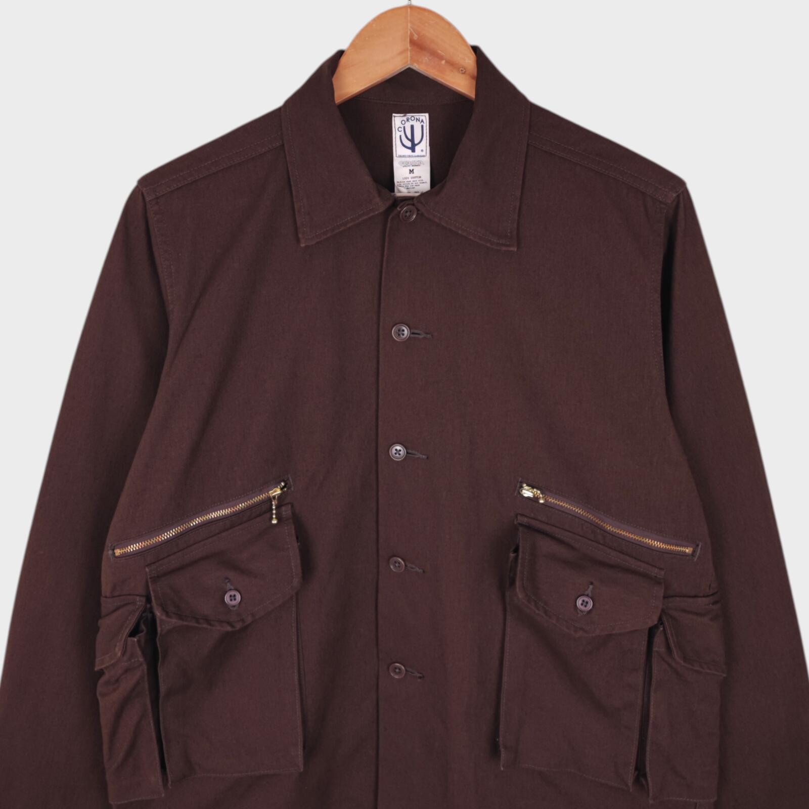 CORONA UTILITY Men's Made in Japan Brown Canvas 6 Pocket Jac Shirt Jacket