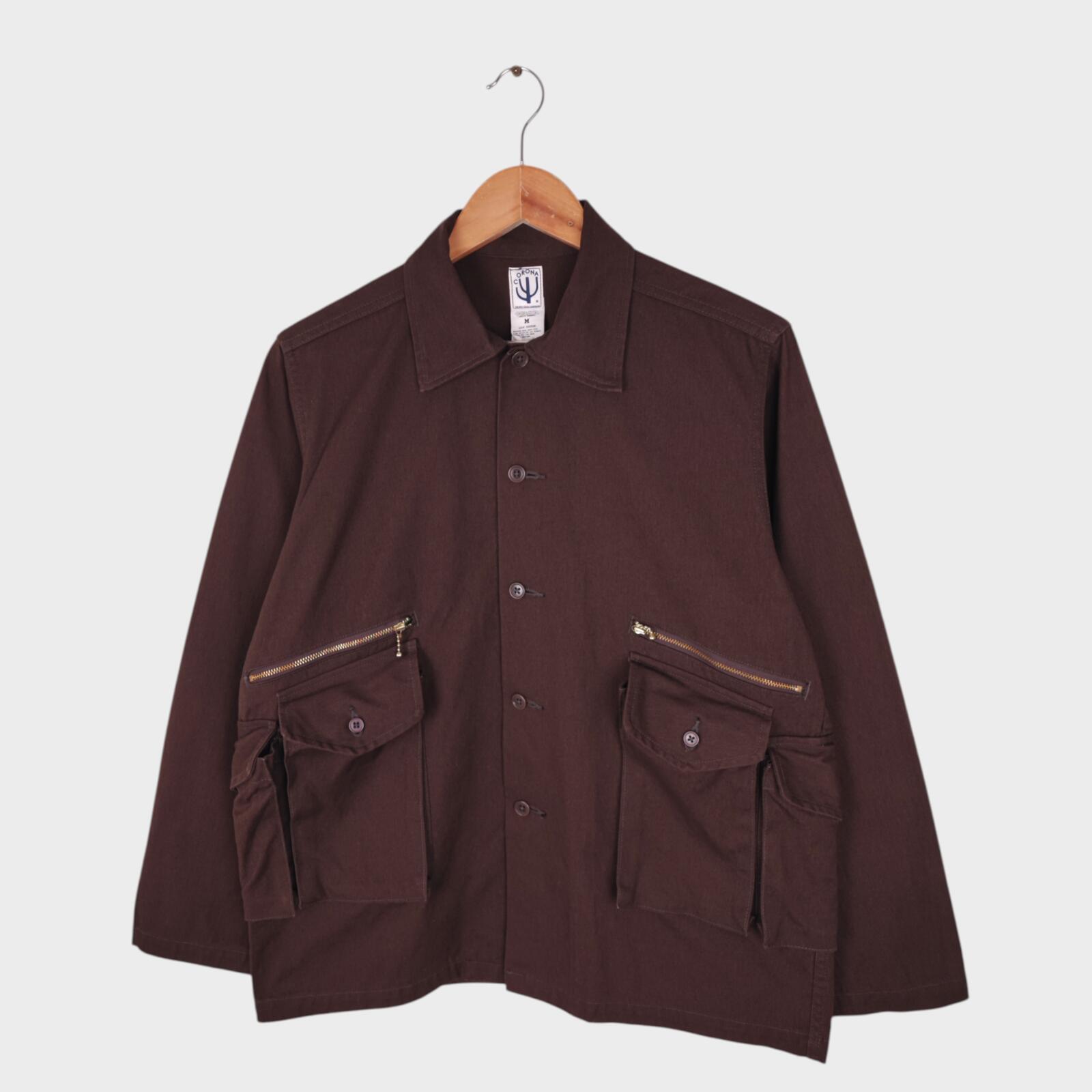 CORONA UTILITY Men's Made in Japan Brown Canvas 6 Pocket Jac Shirt Jacket