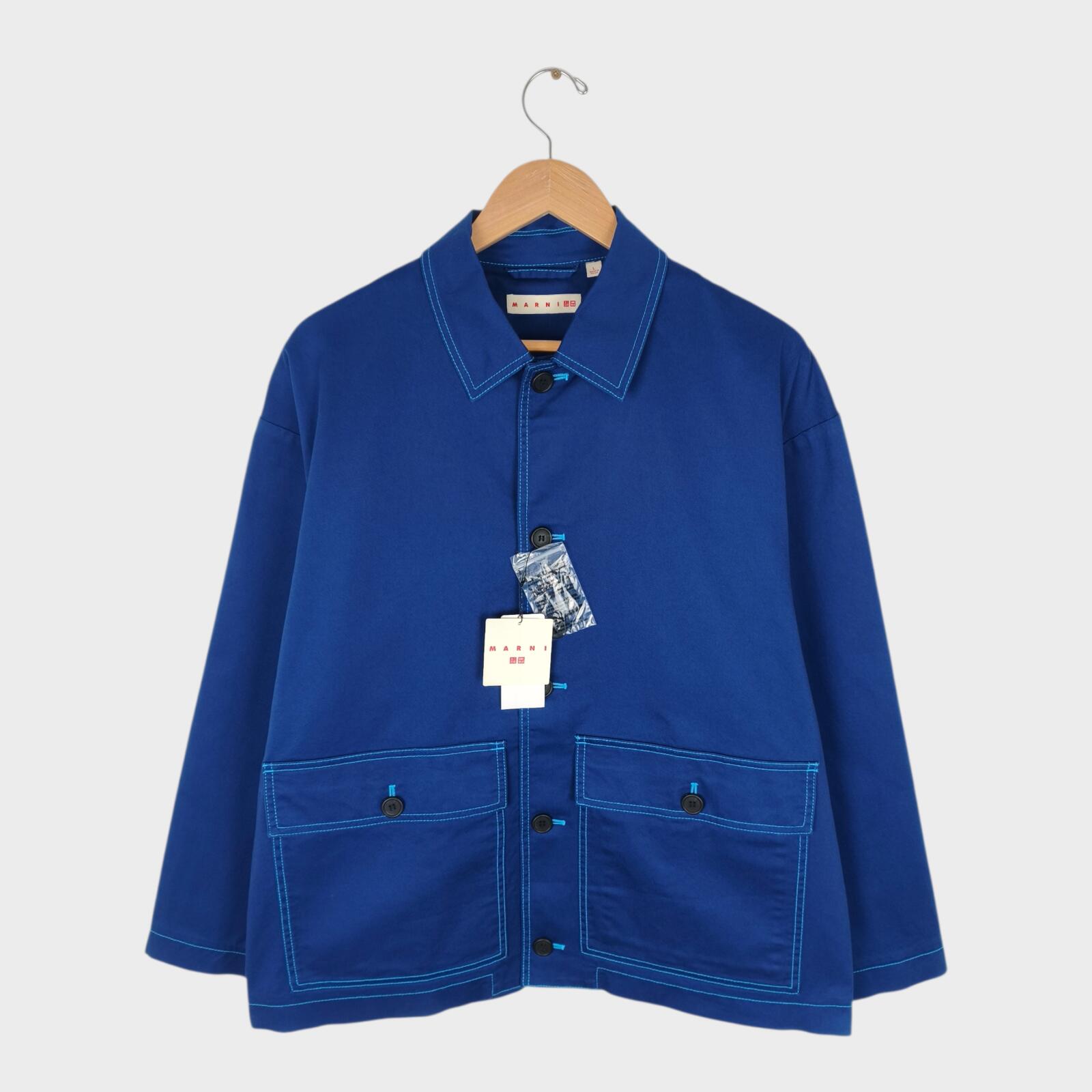 MARNI x UNIQLO Men's Blue Cotton Twill Utility Chore Jacket