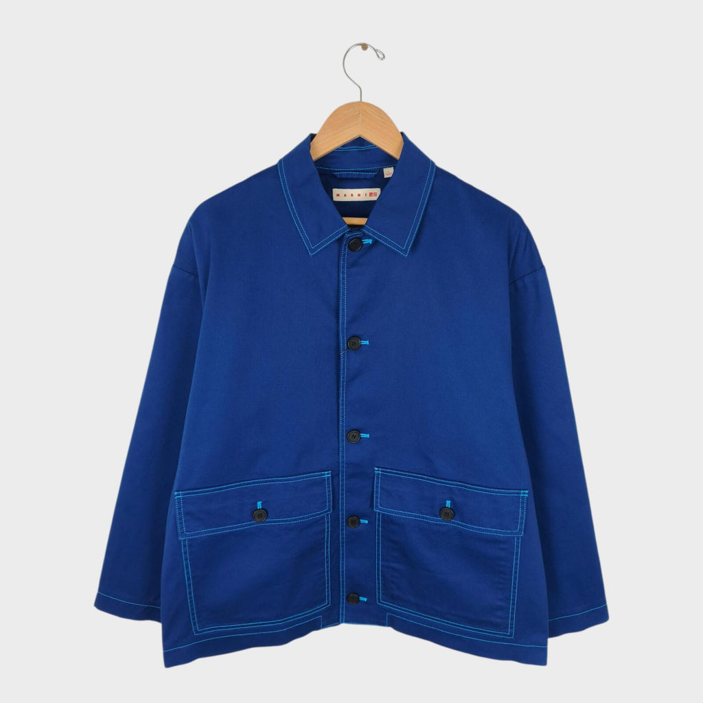 MARNI x UNIQLO Men's Blue Cotton Twill Utility Chore Jacket