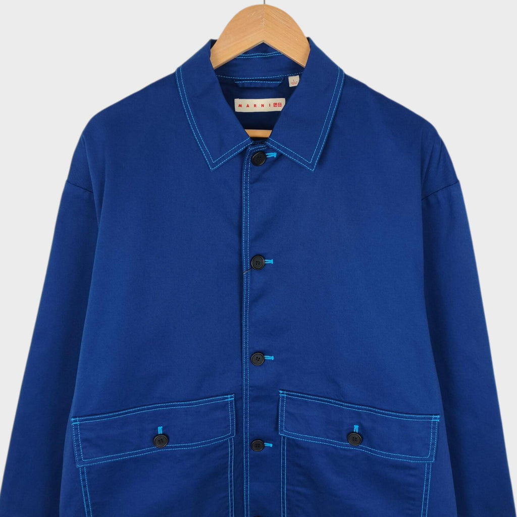 MARNI x UNIQLO Men's Blue Cotton Twill Utility Chore Jacket