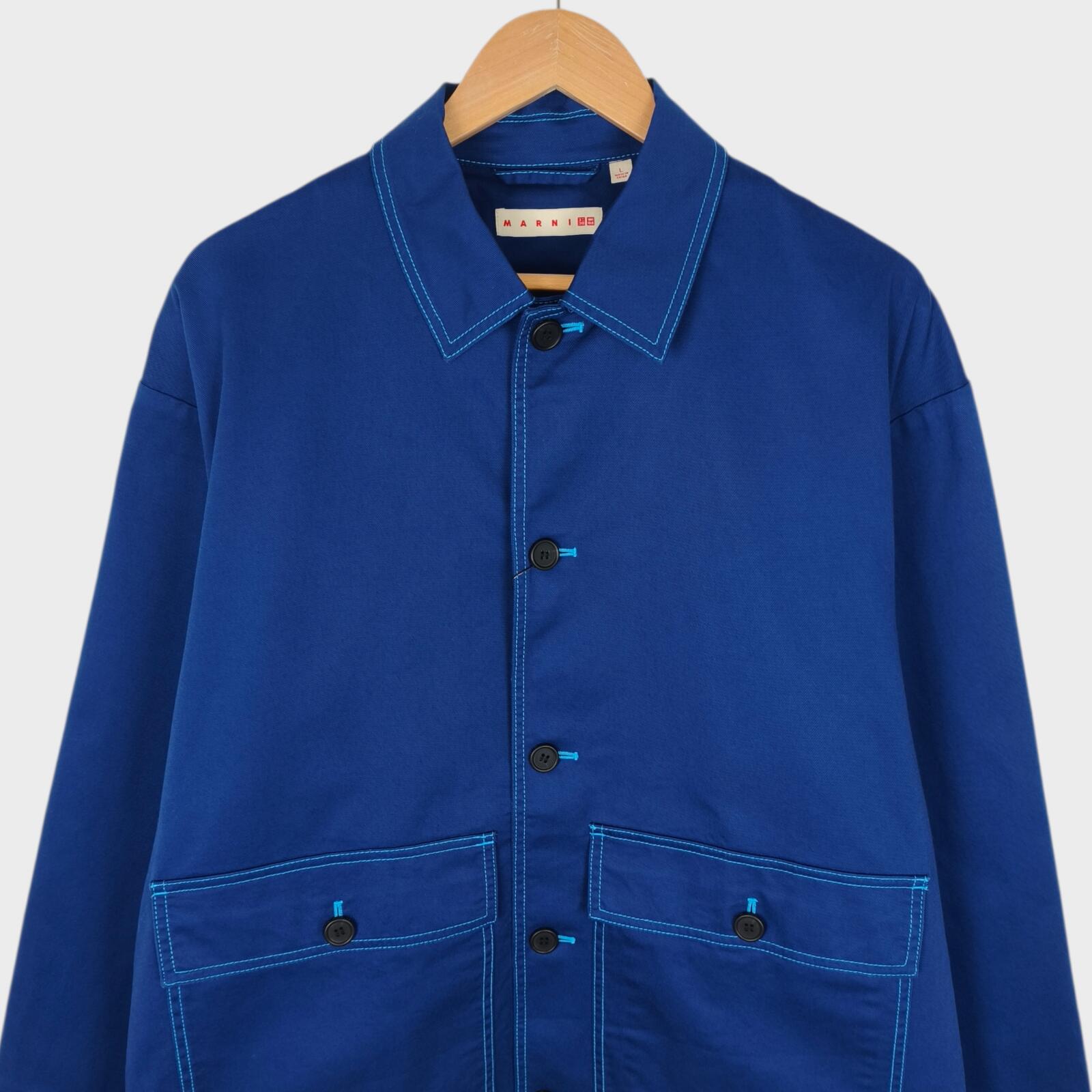 MARNI x UNIQLO Men's Blue Cotton Twill Utility Chore Jacket