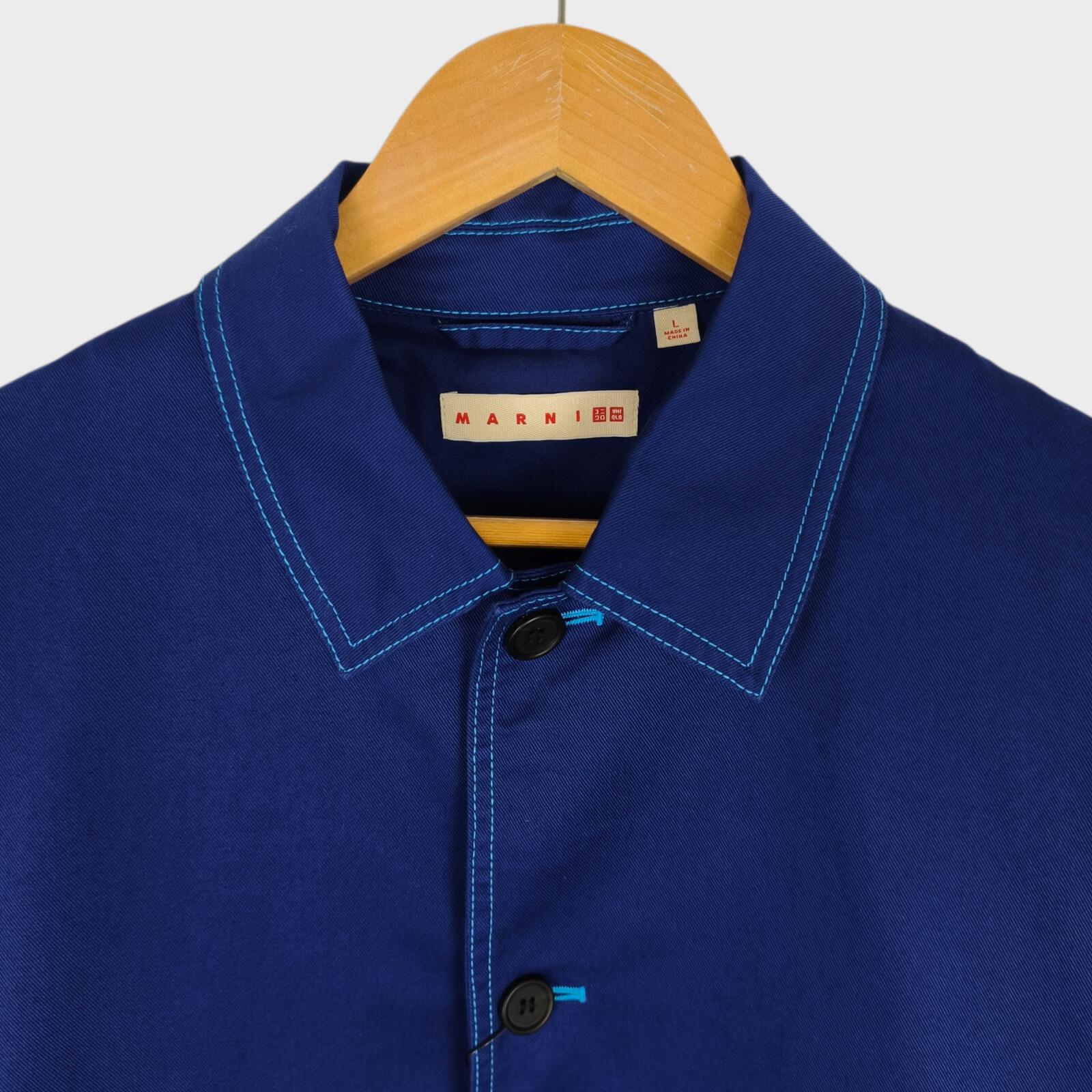 MARNI x UNIQLO Men's Blue Cotton Twill Utility Chore Jacket