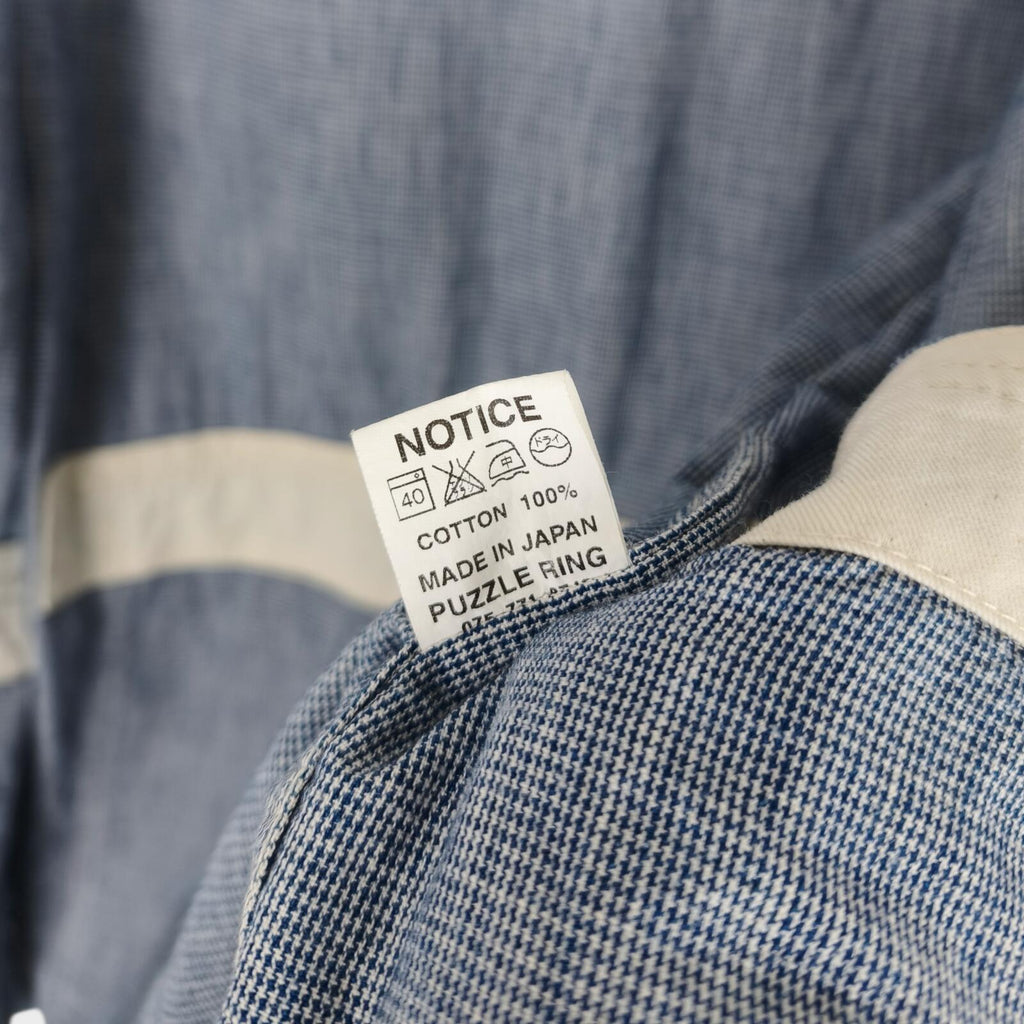 SASSAFRAS Men's Made in Japan Blue Dogtooth Vertical Garden Half Jacket