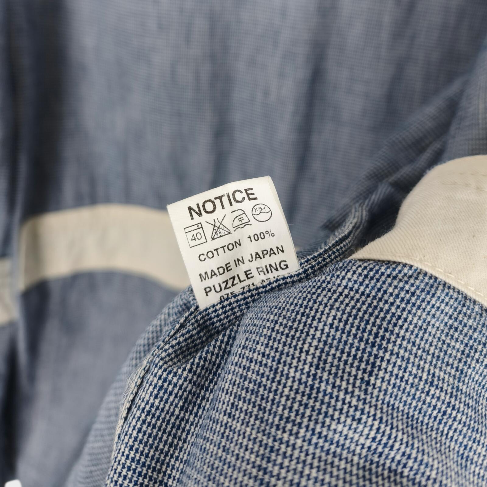 SASSAFRAS Men's Made in Japan Blue Dogtooth Vertical Garden Half Jacket