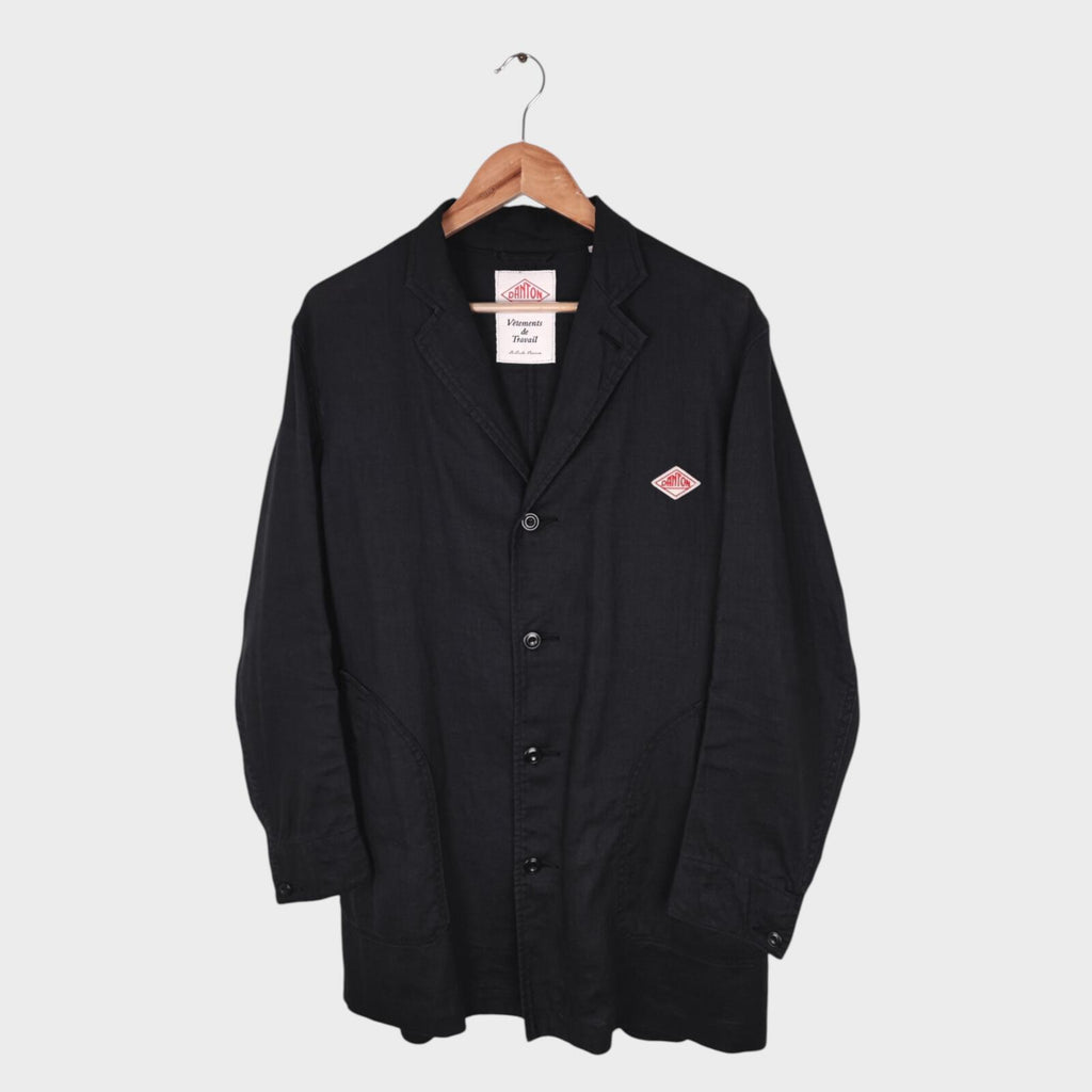 DANTON Men's Black Made in Japan 100% Linen Chore Coat Jacket