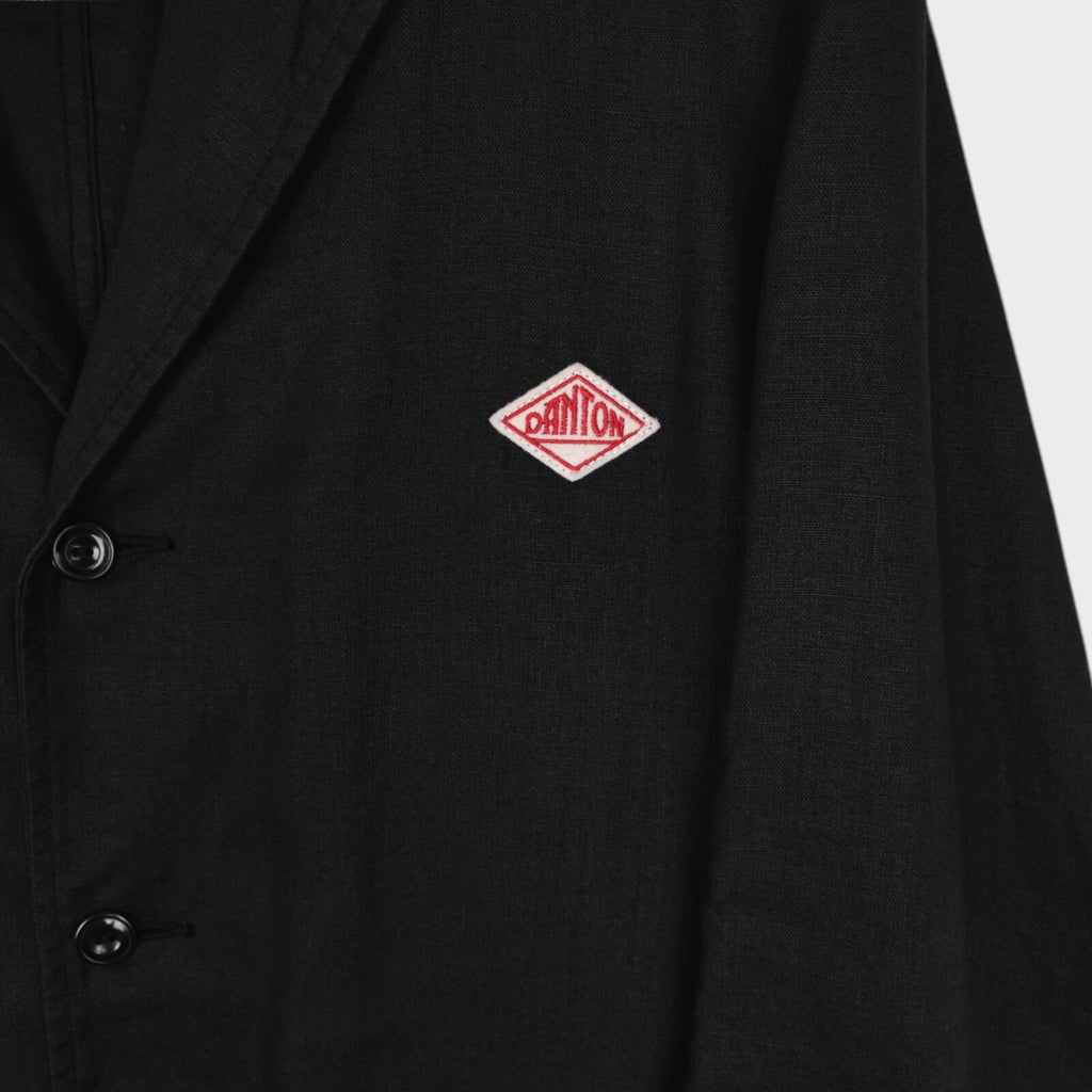 DANTON Men's Black Made in Japan 100% Linen Chore Coat Jacket