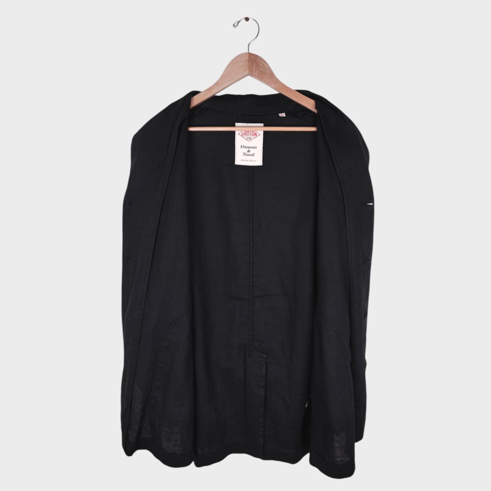DANTON Men's Black Made in Japan 100% Linen Chore Coat Jacket