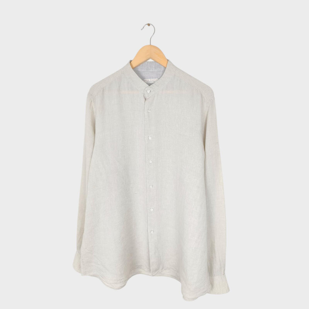 LUCA FALONI Men's Off-White Made in Italy 100% Linen Versilia Shirt