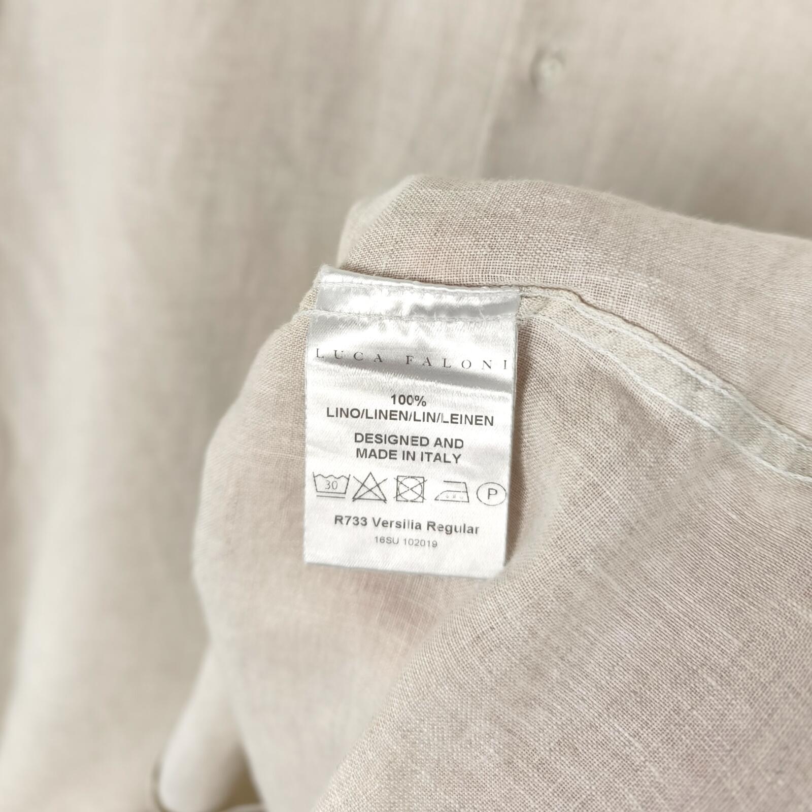 LUCA FALONI Men's Off-White Made in Italy 100% Linen Versilia Shirt