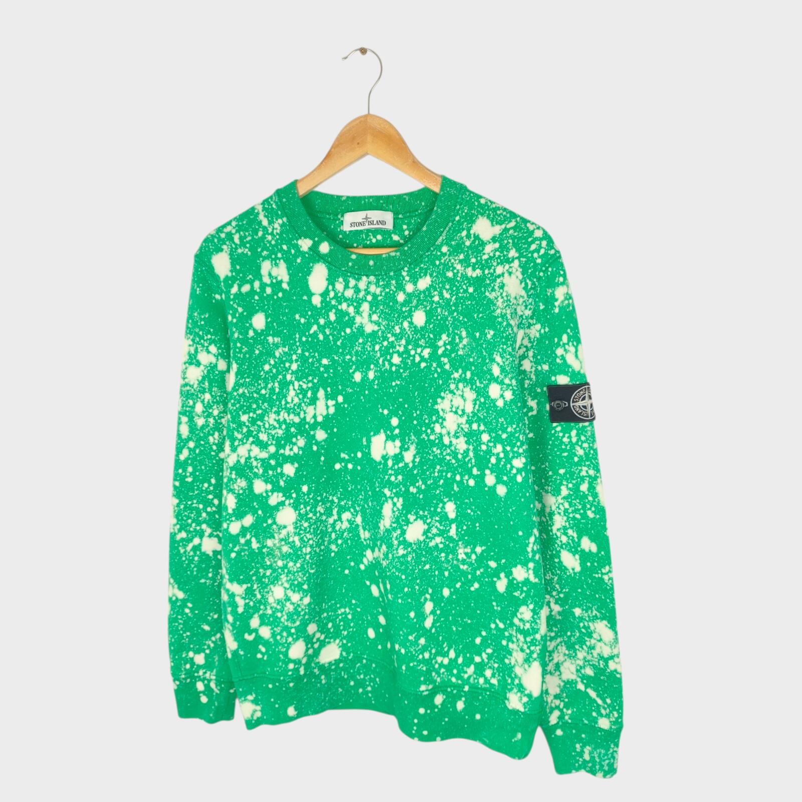 STONE ISLAND Men's Green Custom Acid Dye Compass Badge Sweatshirt