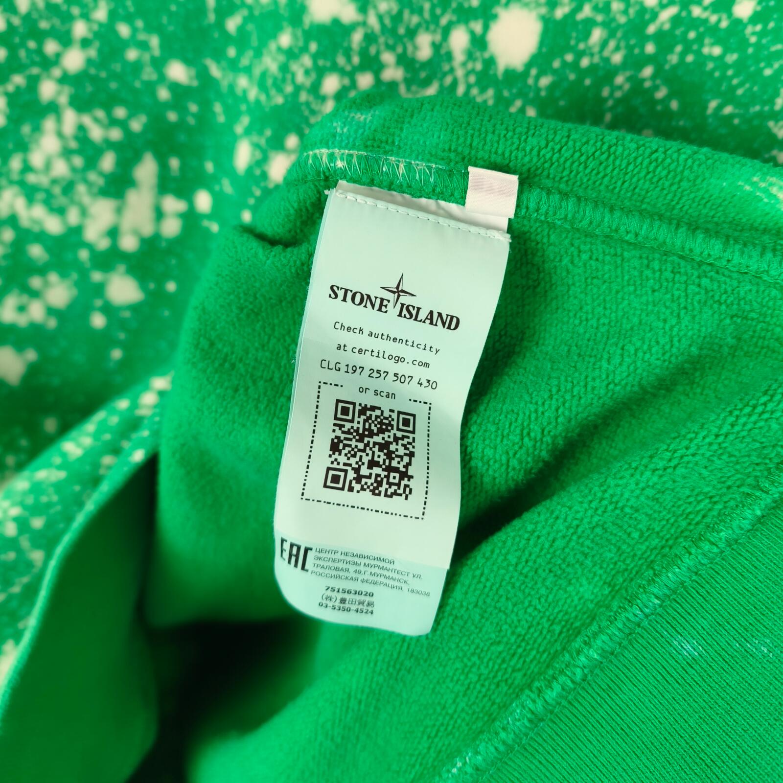 STONE ISLAND Men's Green Custom Acid Dye Compass Badge Sweatshirt