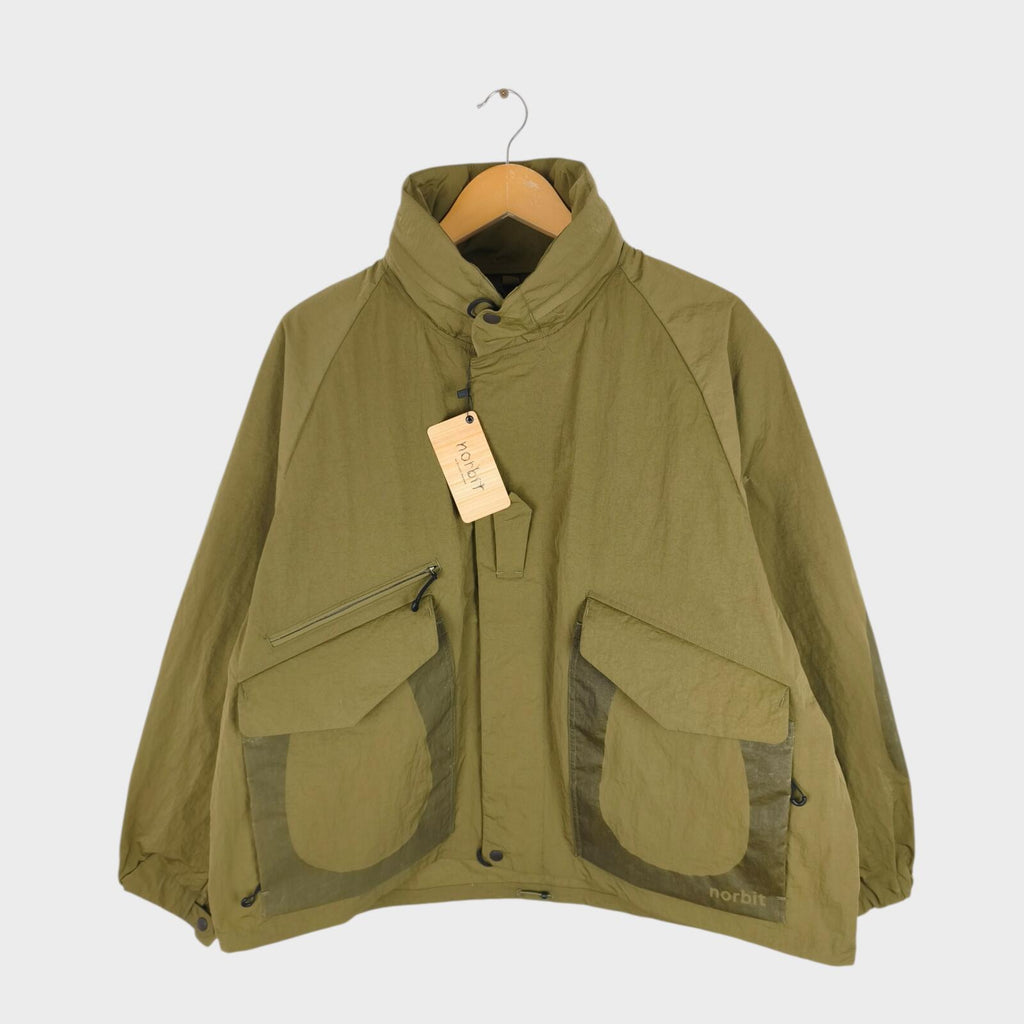 NORBIT BY HIROSHI NOZAWA Men's Olive Green Field Track Parka Jacket